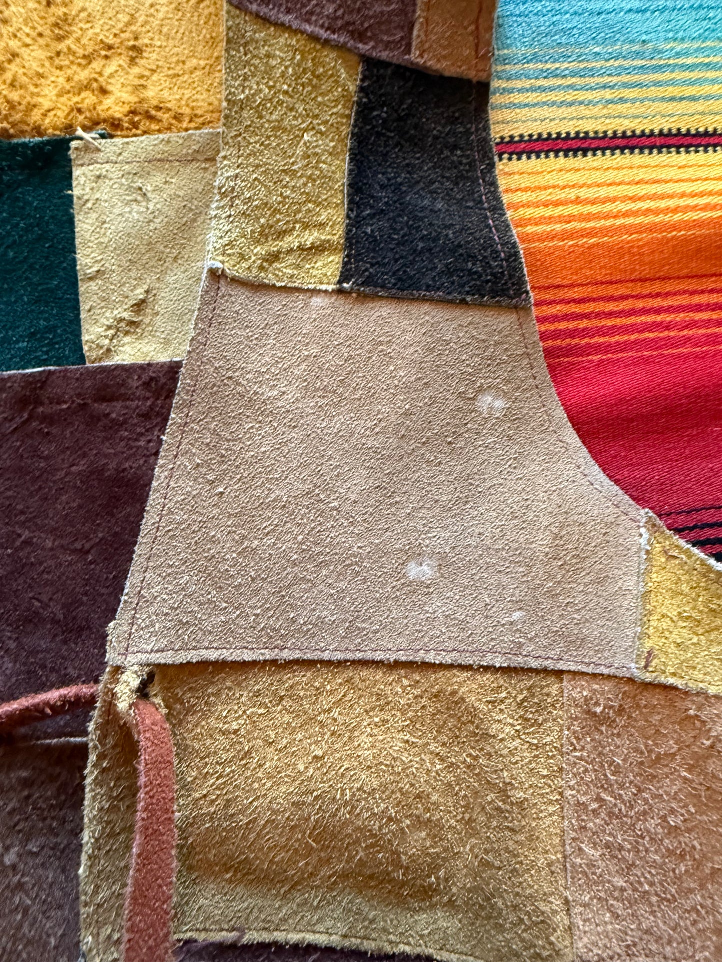 1970s Patchwork Suede Fringe Vest