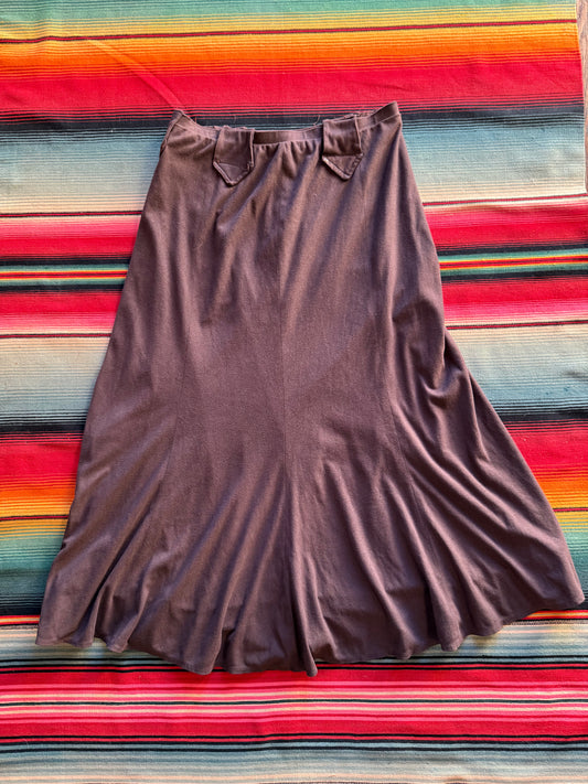 Brown Microsuede Western Skirt