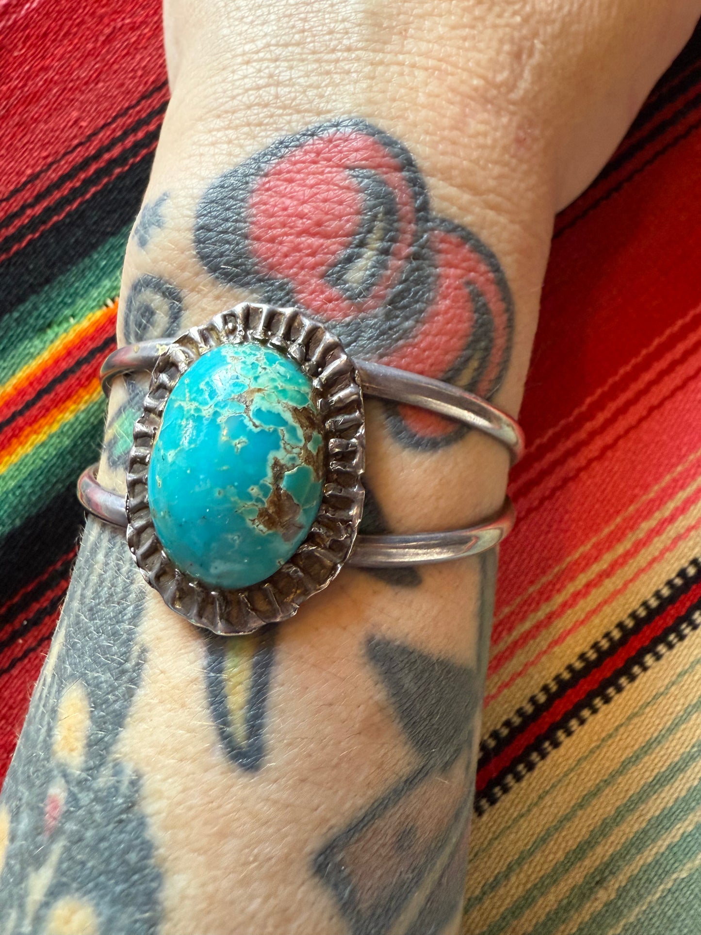 Tortoise Shell Style Turquoise Setting Cuff (MA)