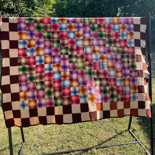VTG Checkered Crochet Blanket