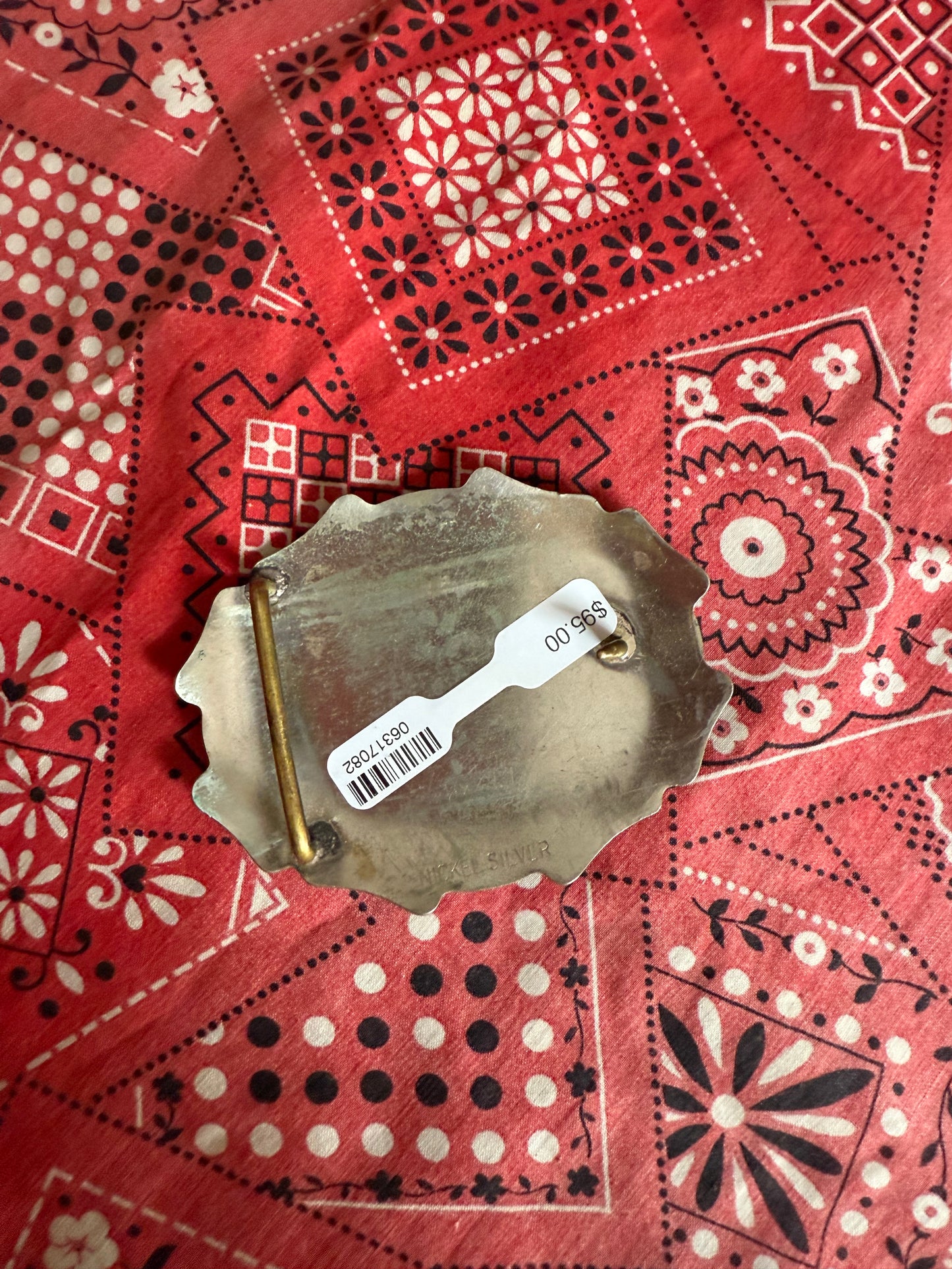 Vintage Nickel Silver Horse Head and Shoe belt buckle
