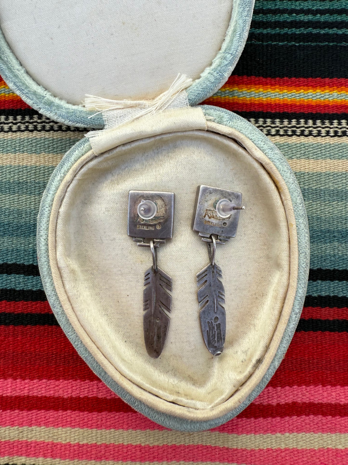 Square and Feather Earrings