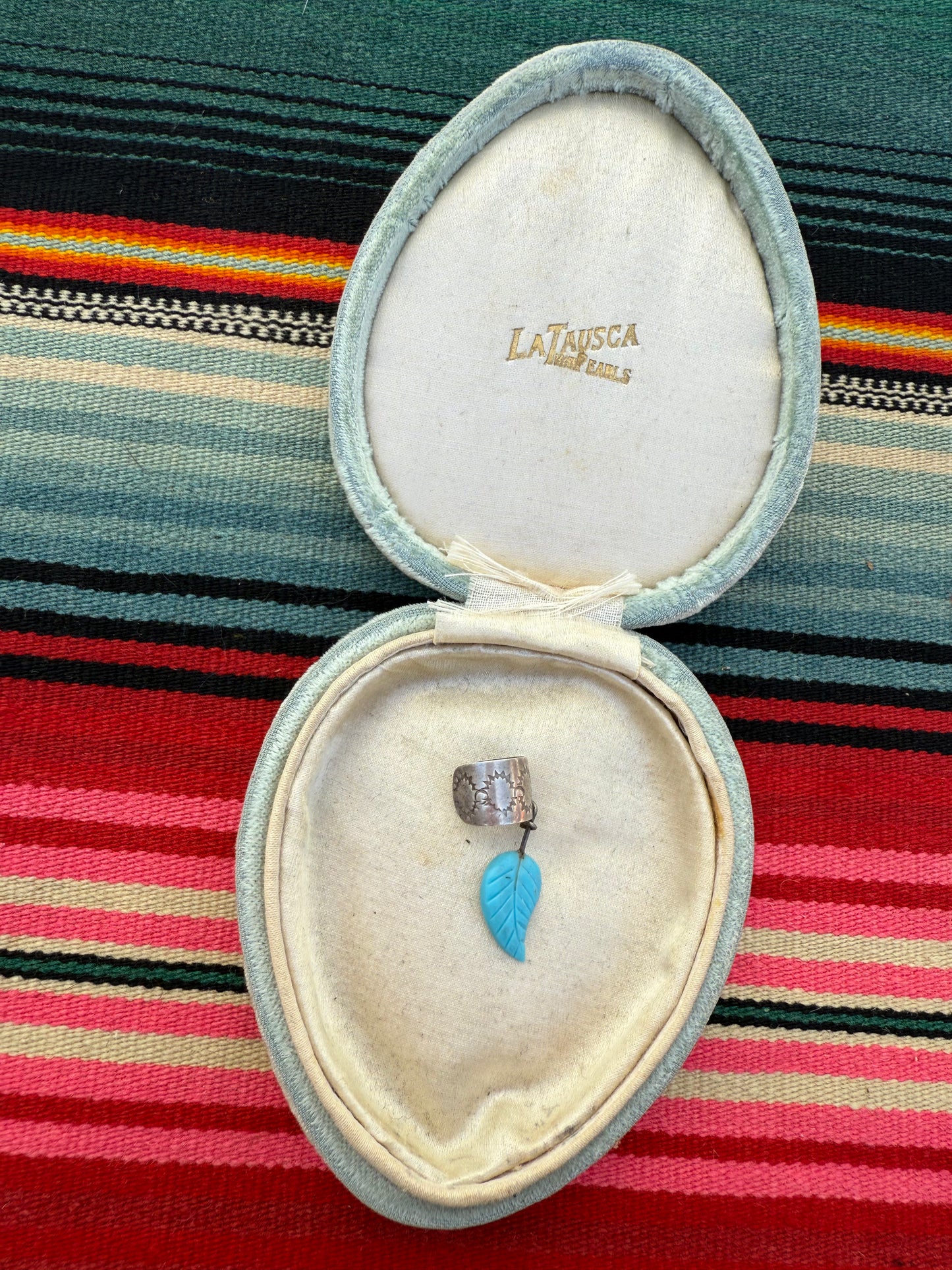 Vinatge sterling and turquoise ear cuff