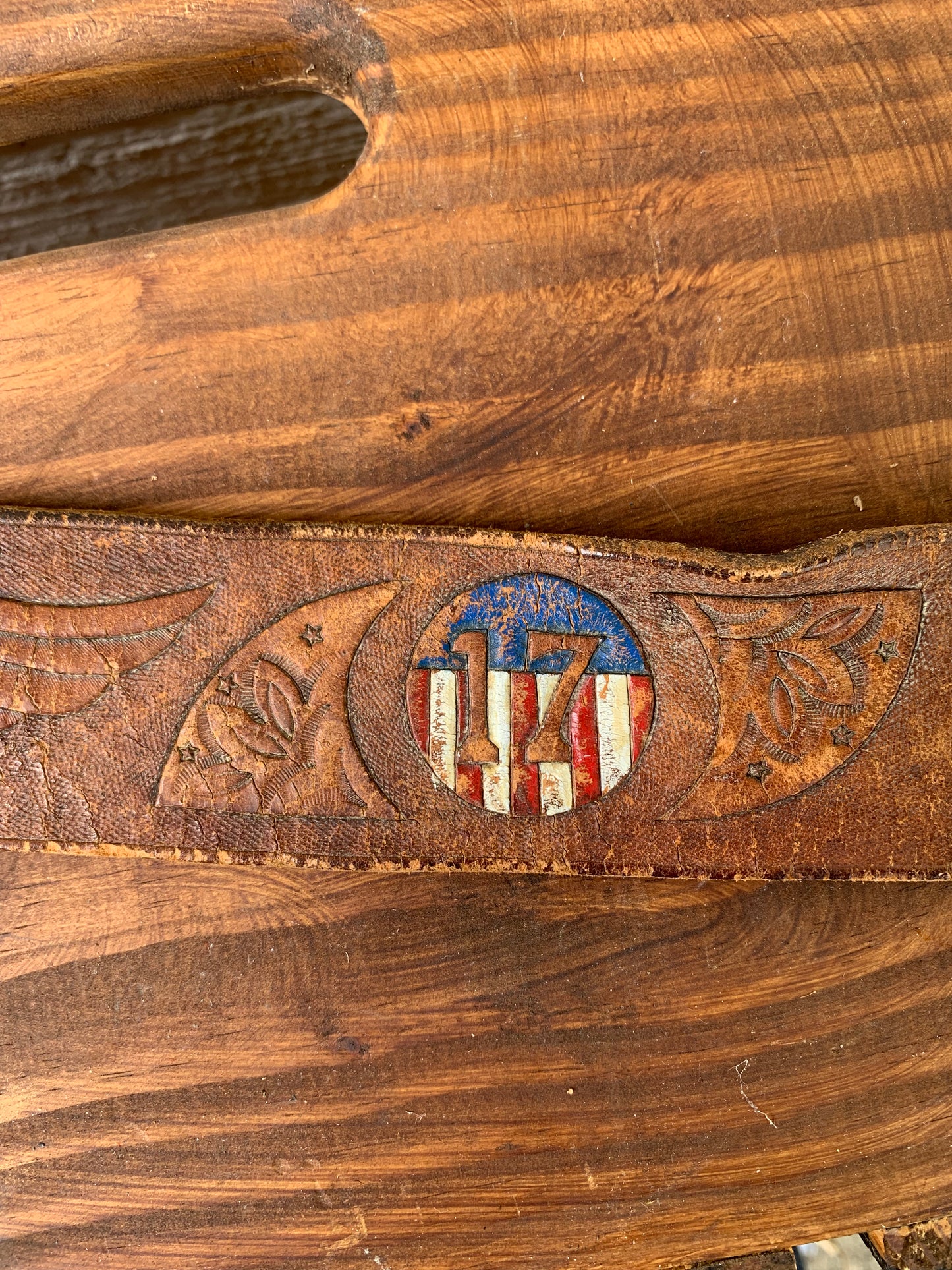 Tooled Leather Patriotic 1776 Belt