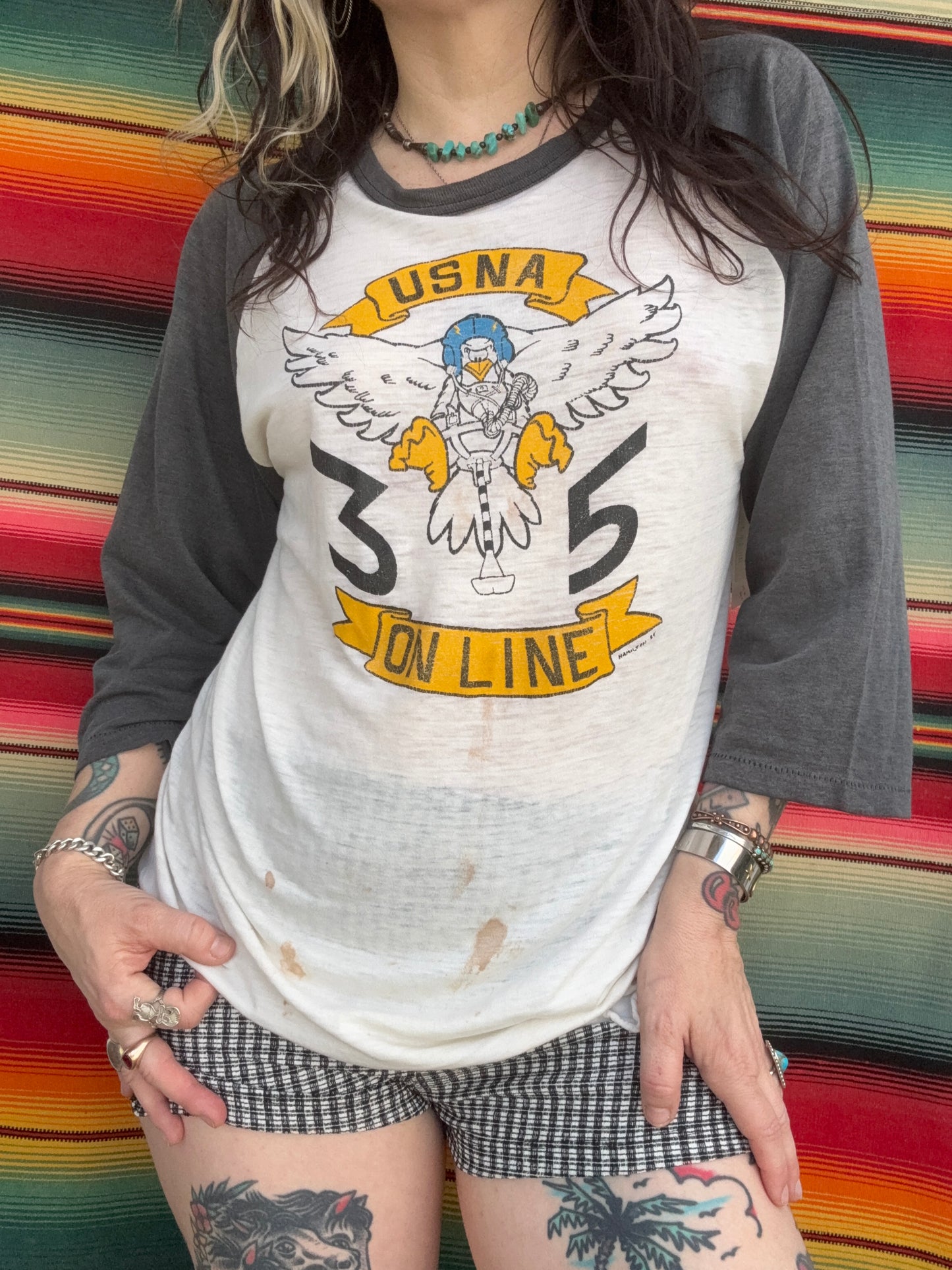 Paper Thin 80's US Navy Raglan Tee AS IS