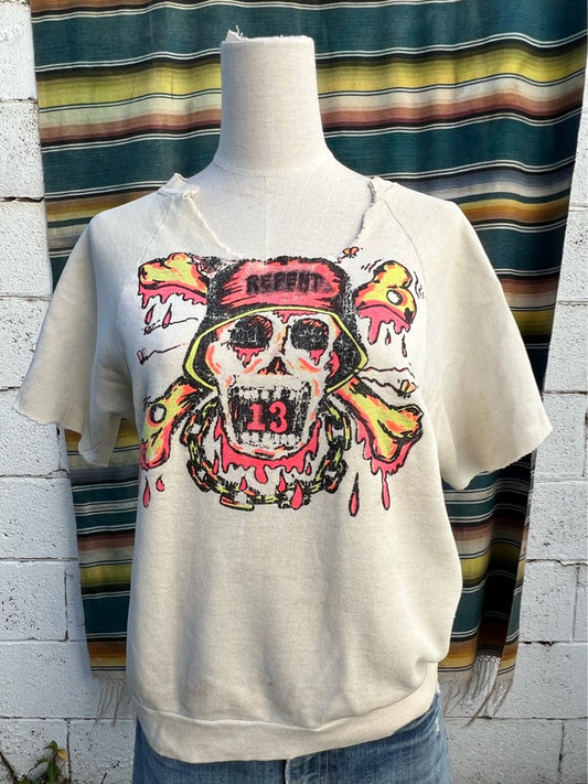 1960s Rat's Hole Skull and Crossbones Distressed Crew Neck