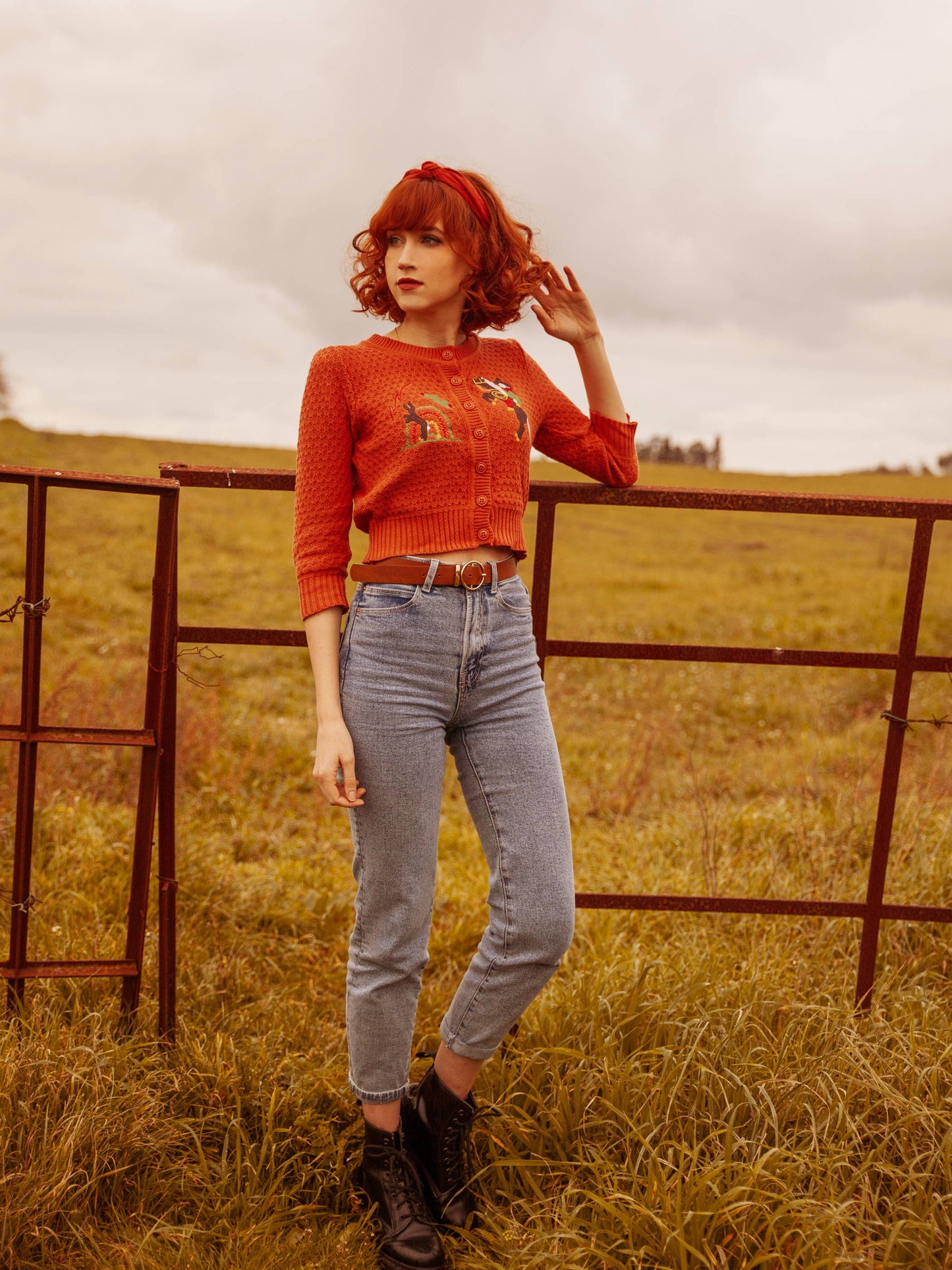 Head West Cropped Cardigan in Dusty Orange