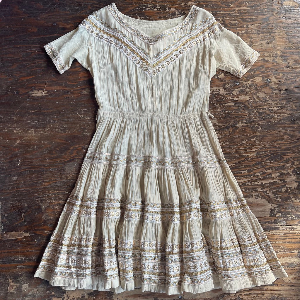 Cream and Gold Square Dancing Dress