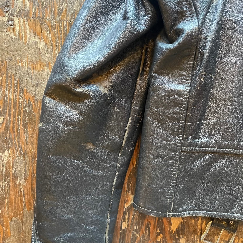 1970s Excelled Vintage Black Leather Moto Jacket