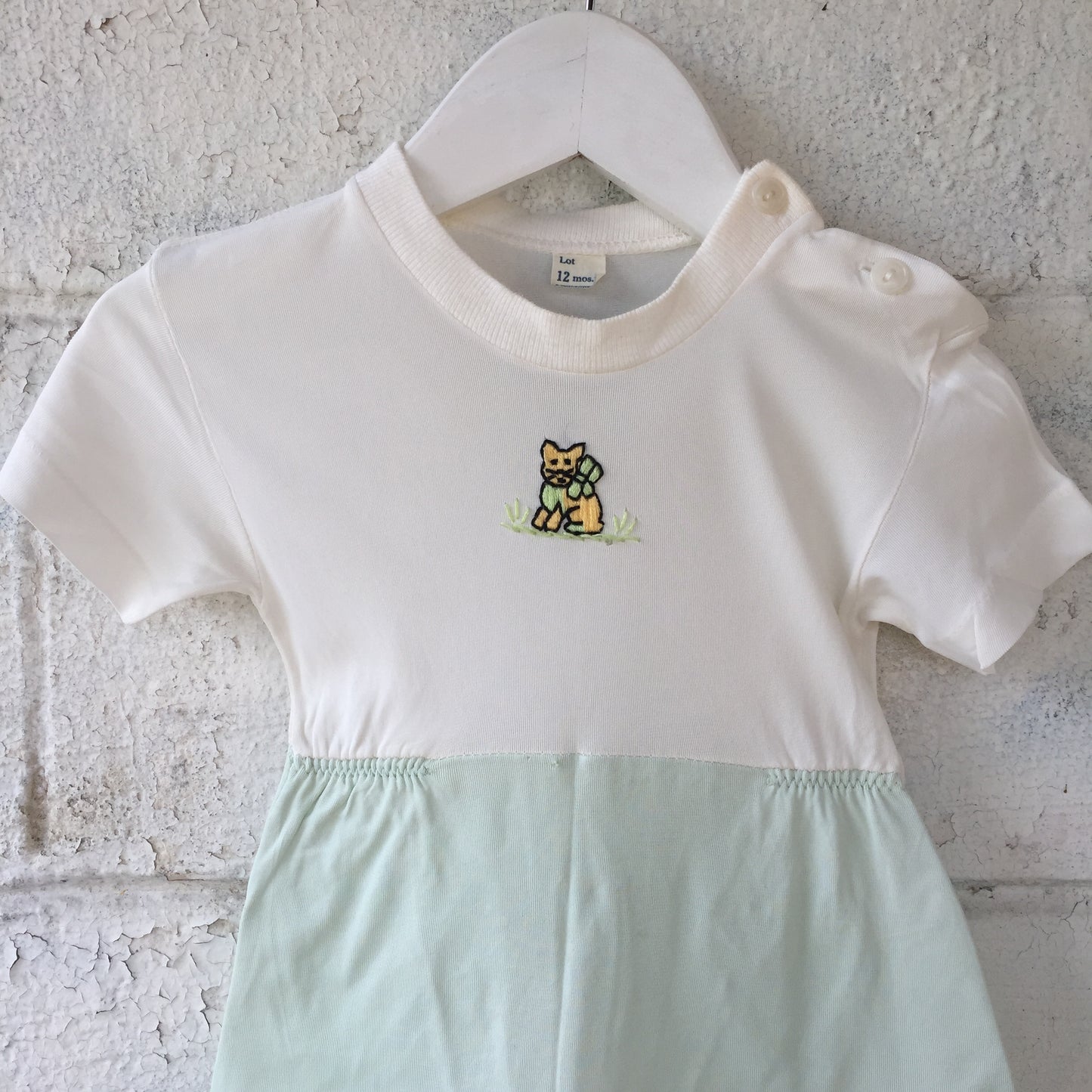 1960s Kitty Embroidered Onesie