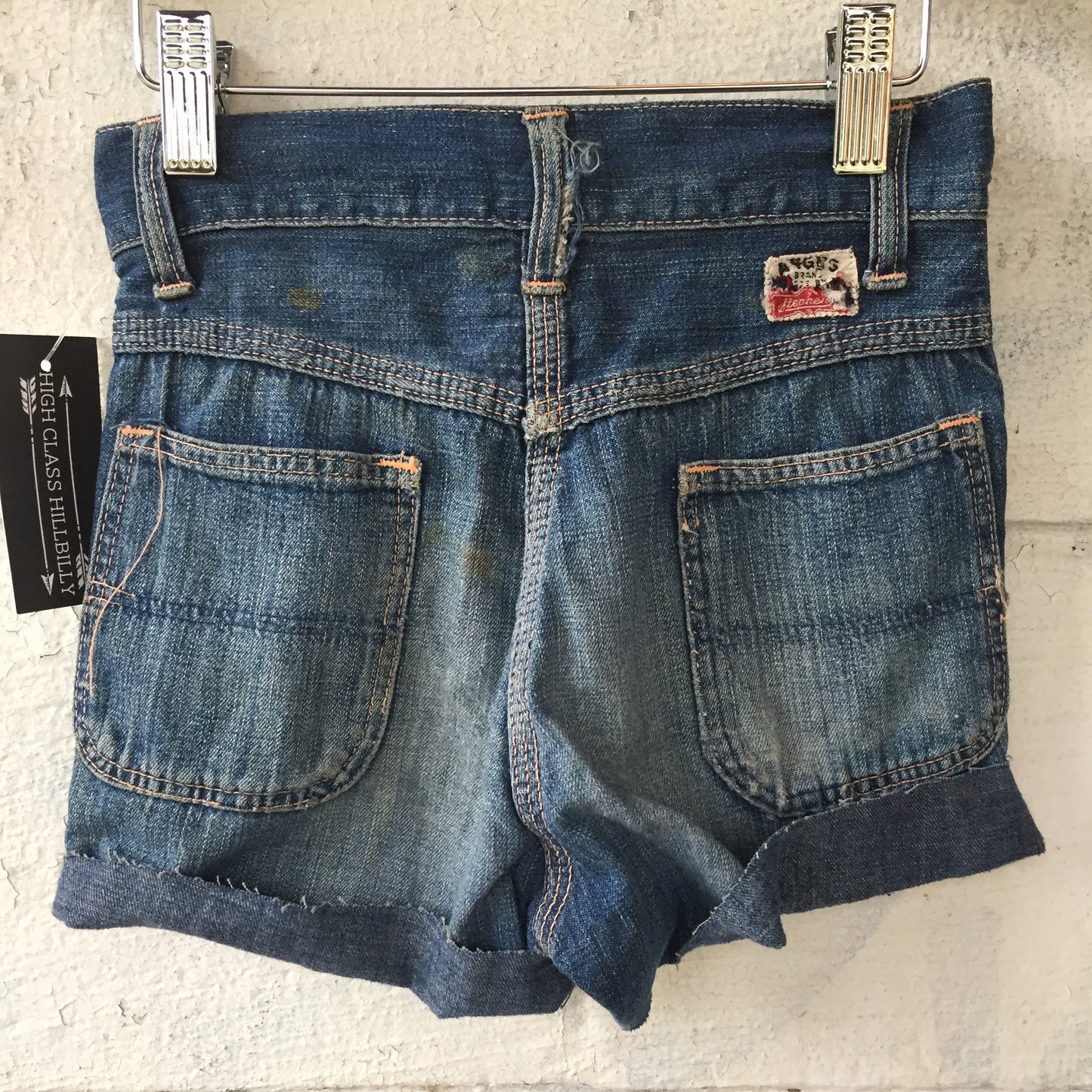 1940s Kids Button Up Denim Cut Off Shorts