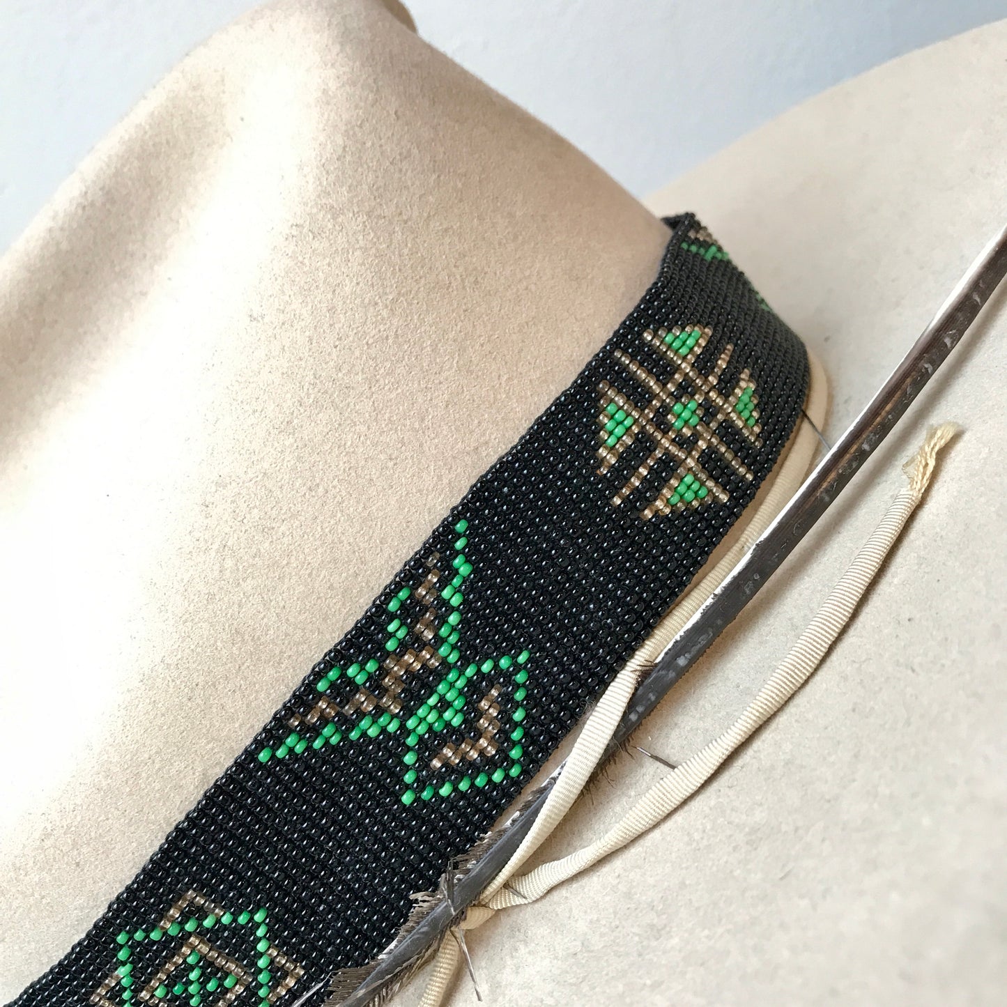 1950s Native American Hand Beaded Buckskin Belt