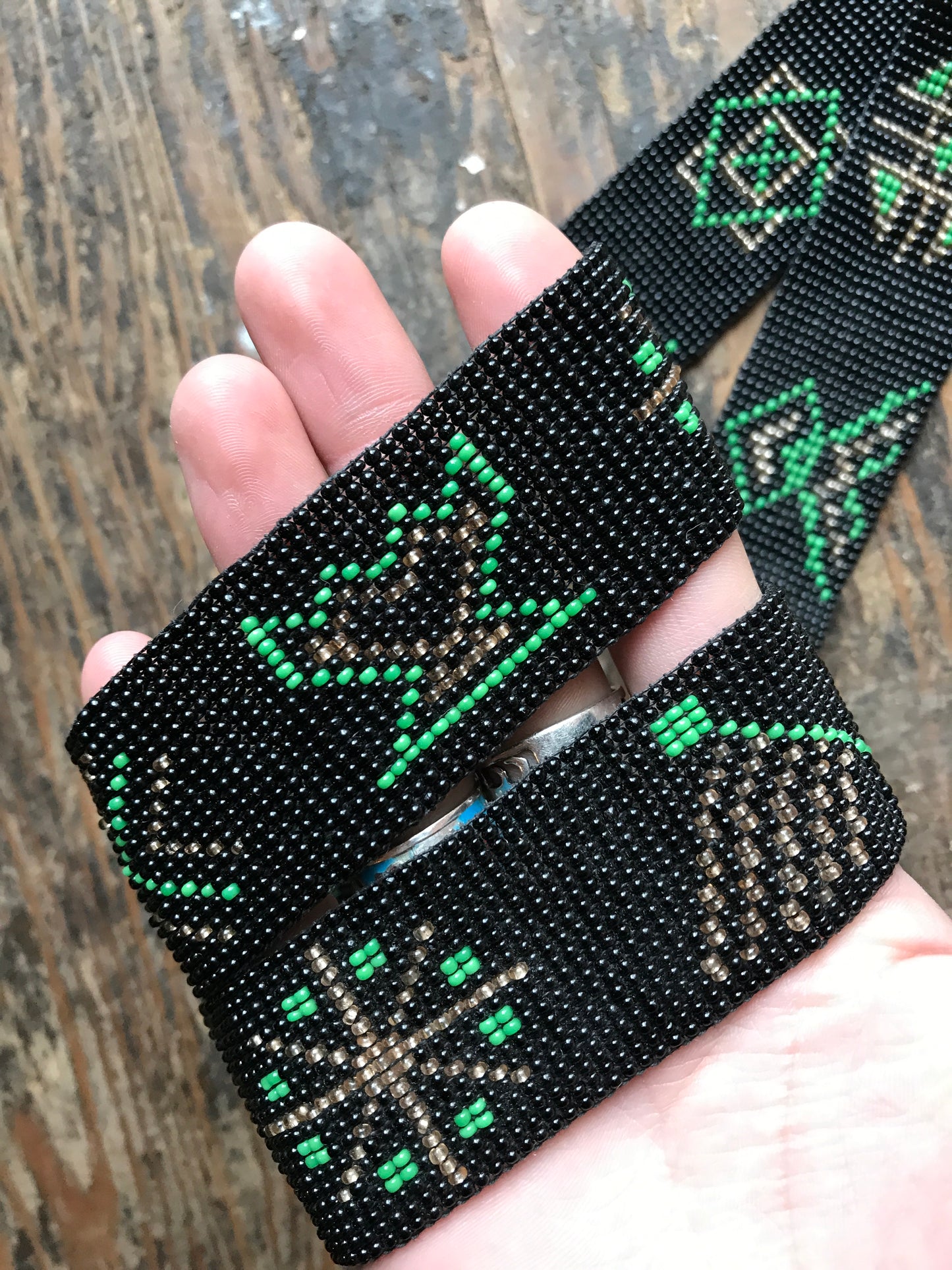 1950s Native American Hand Beaded Buckskin Belt