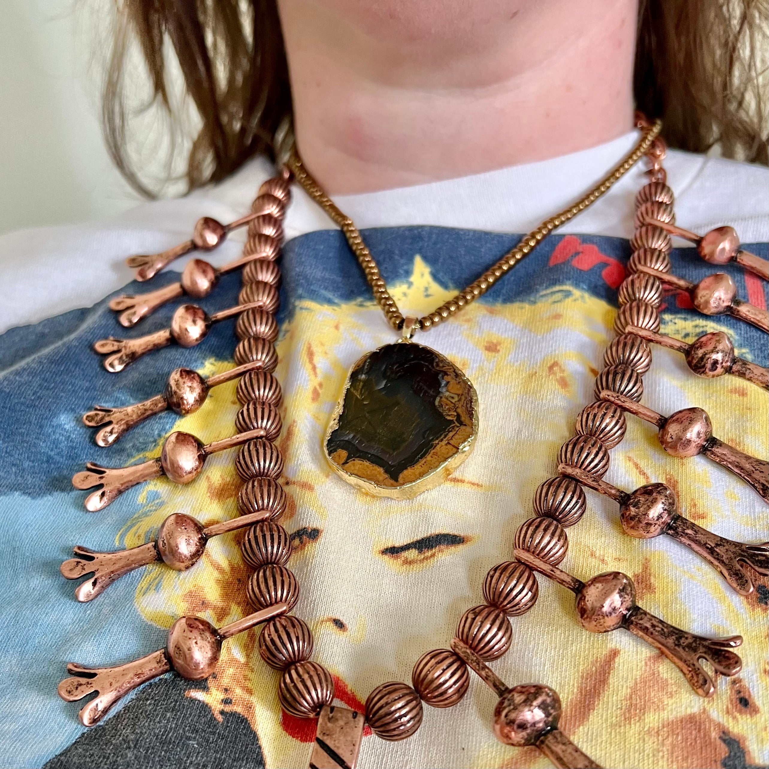 Petrified Wood and Agate Chunky Necklace – Green Room Jewelry