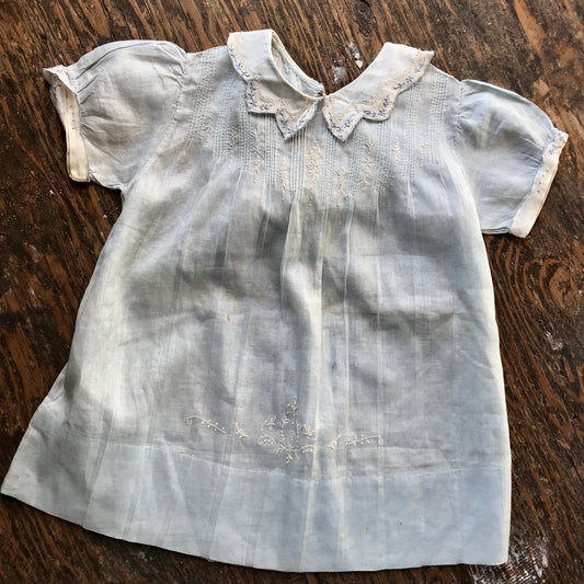1940s Baby Blue Organdy Baby Dress