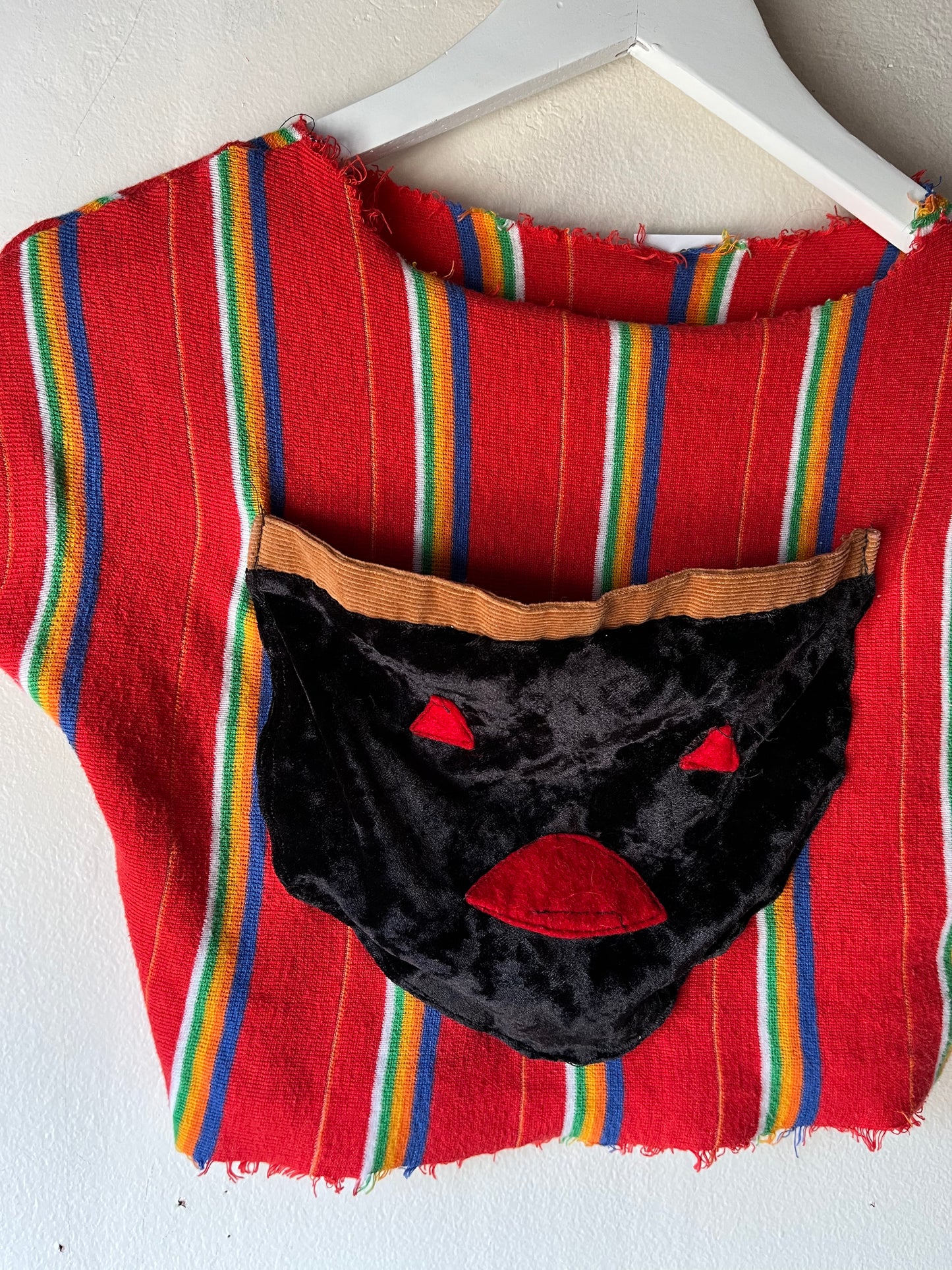 30s Inspired Handmade Striped Velvet Mask Top (S)
