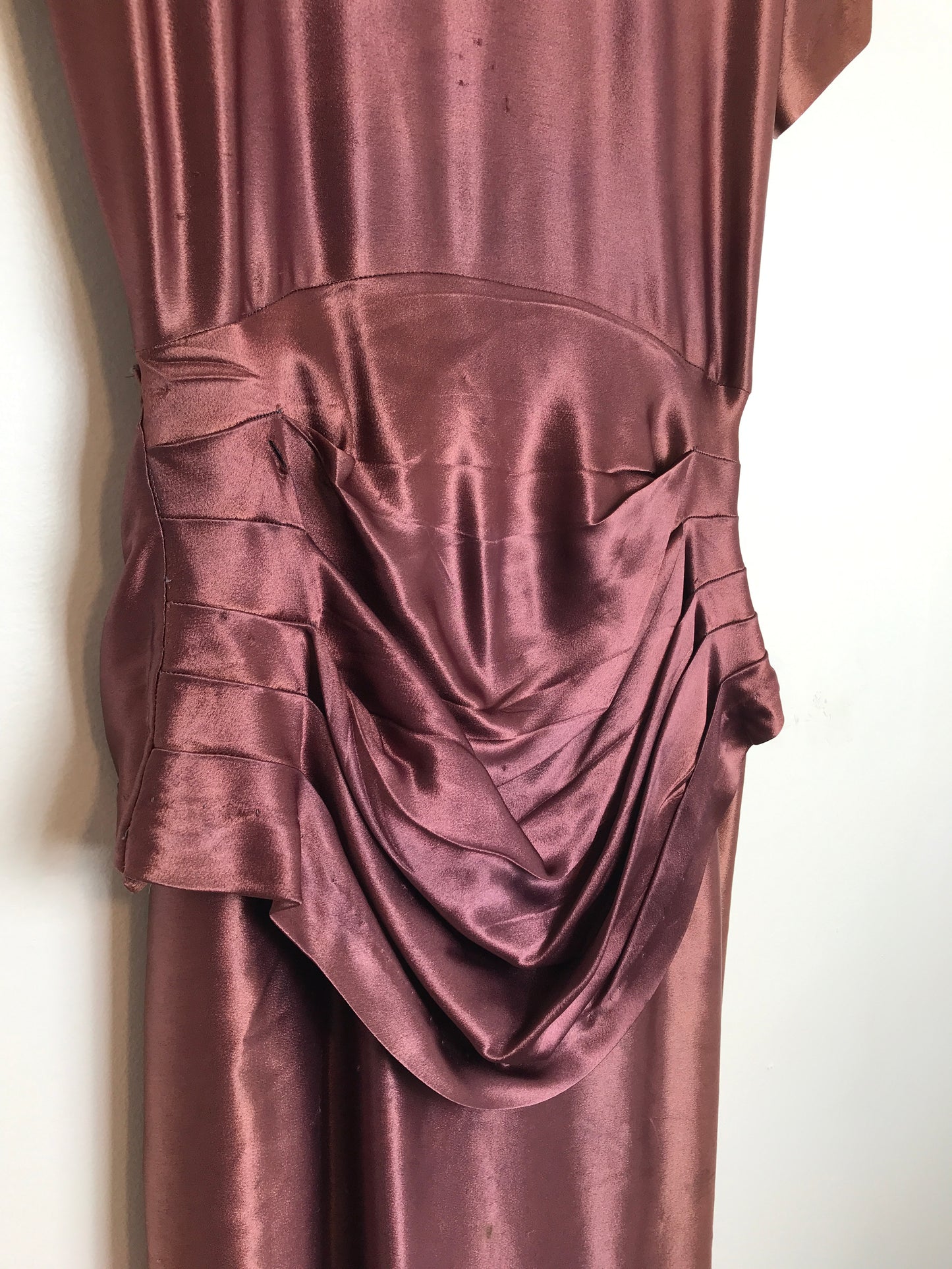 1940s Deep Mauve Liquid Satin Dress