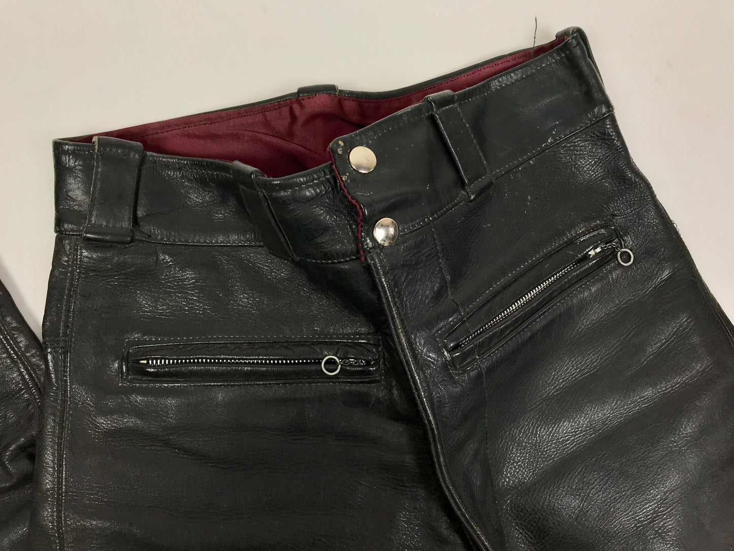 Vintage Biker Leather Moto Pants 28x29