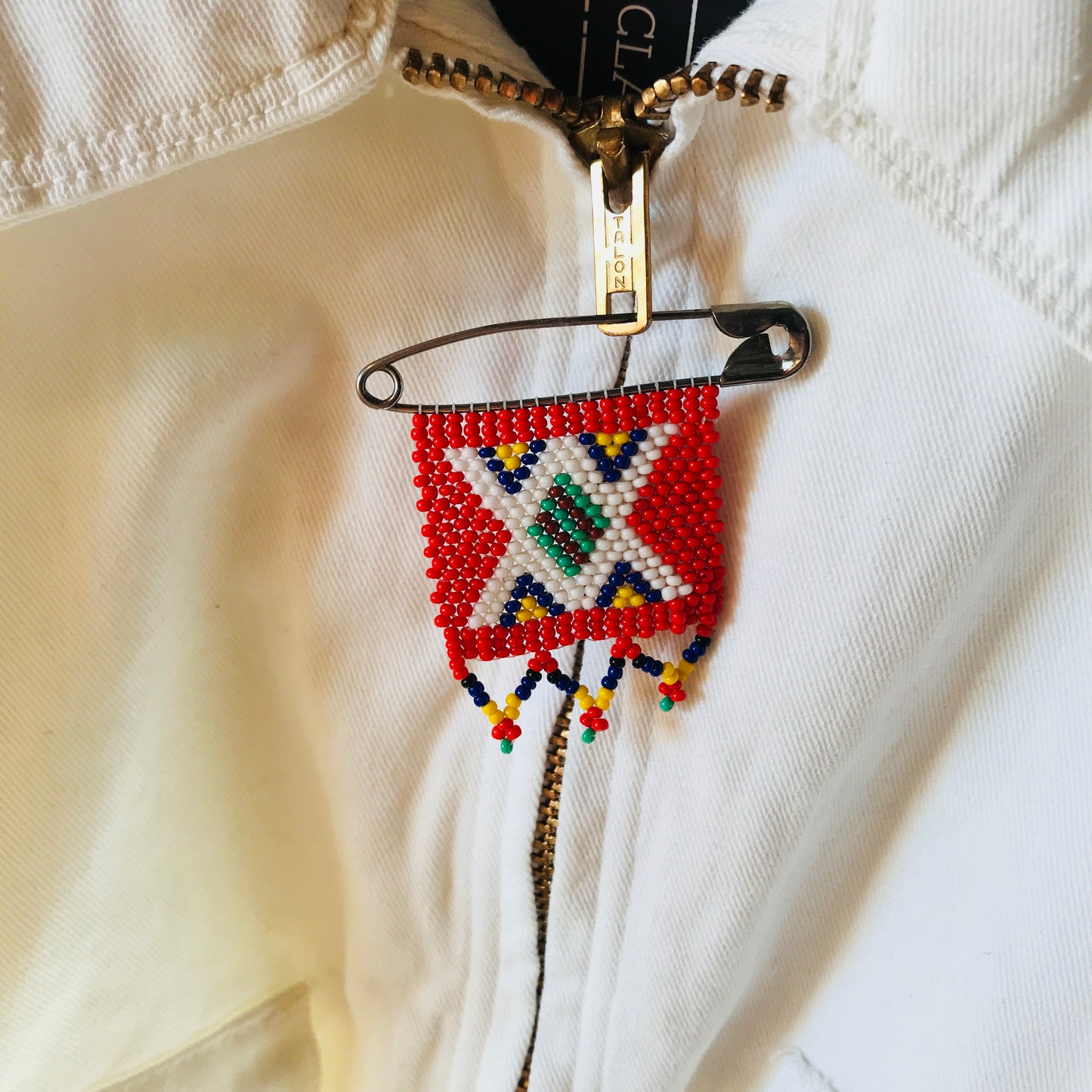 Native American Beaded Safety Pin Piece
