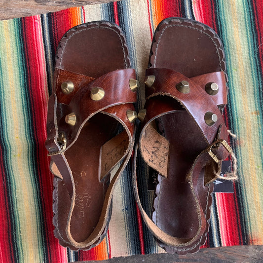 Vintage Made in Italy Leather Studded Sandals / women's 7.5