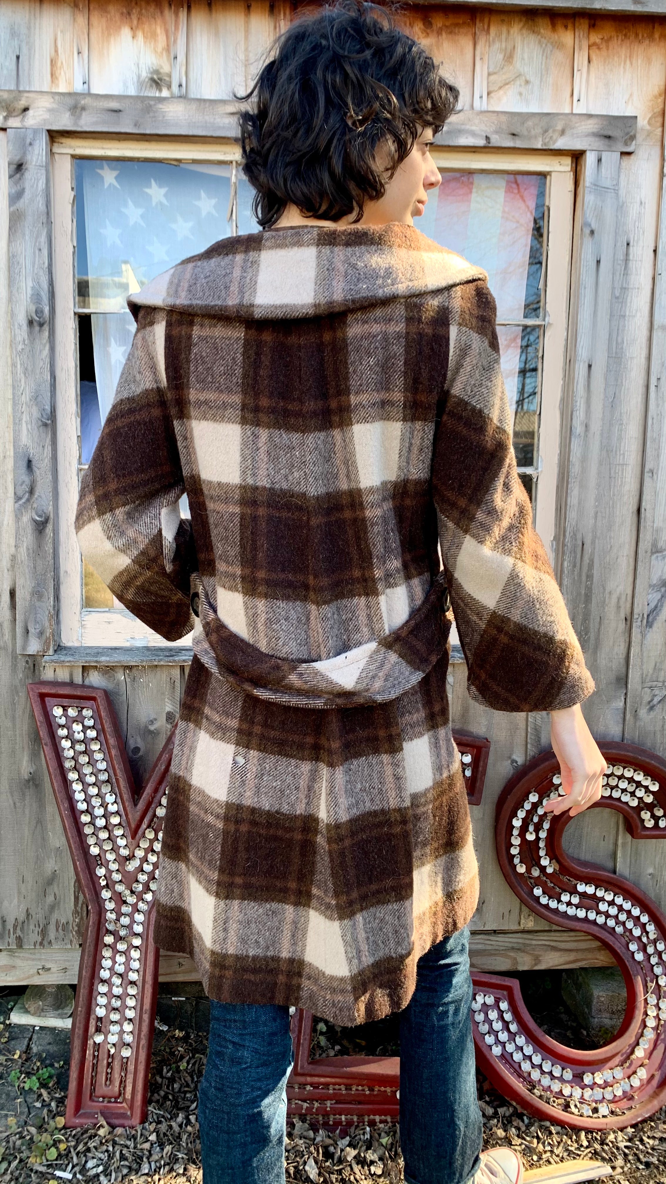 Vintage Plaid Wool hotsell Coat