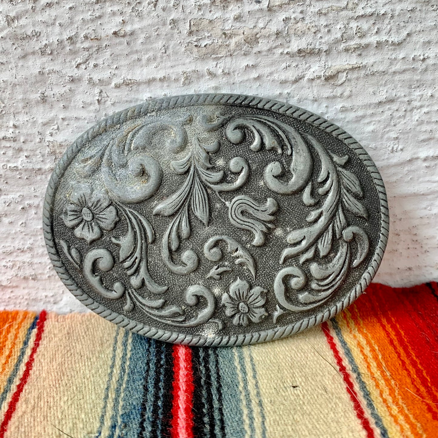 Floral Engraved Patina Buckle