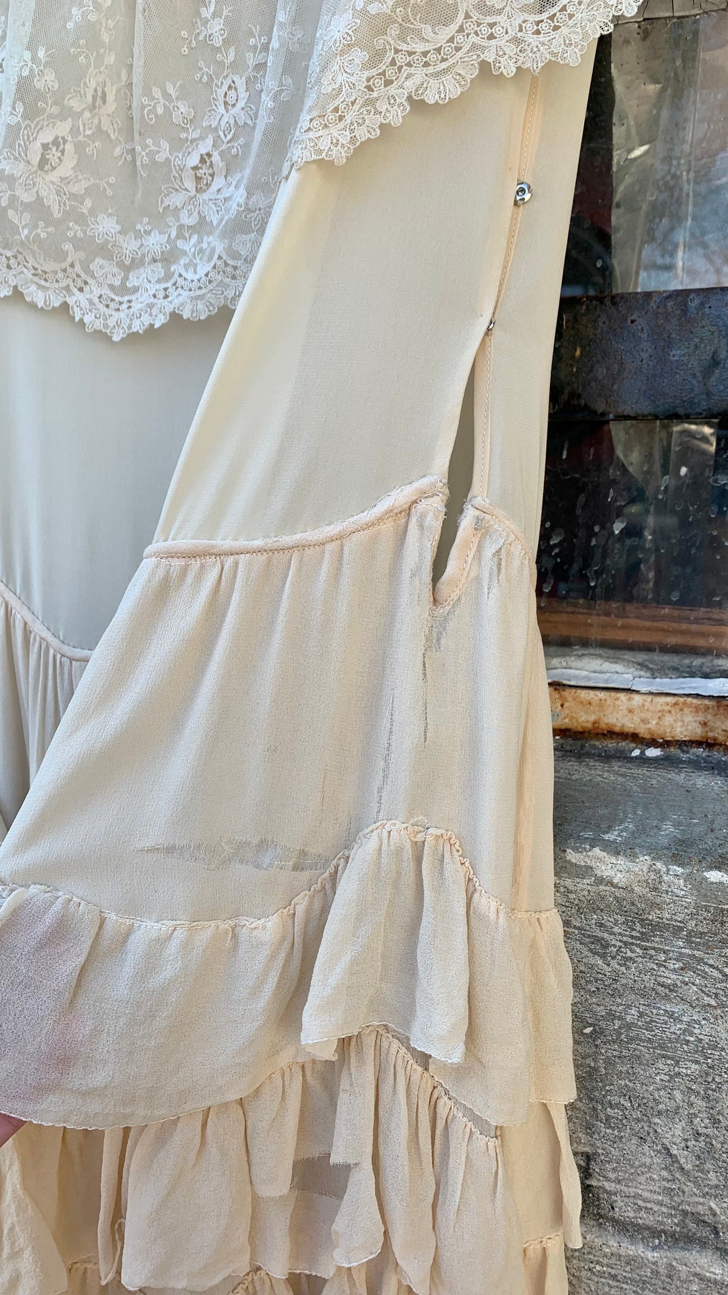1930s Ivory Ruffle Silk Dress (women's 2/4)