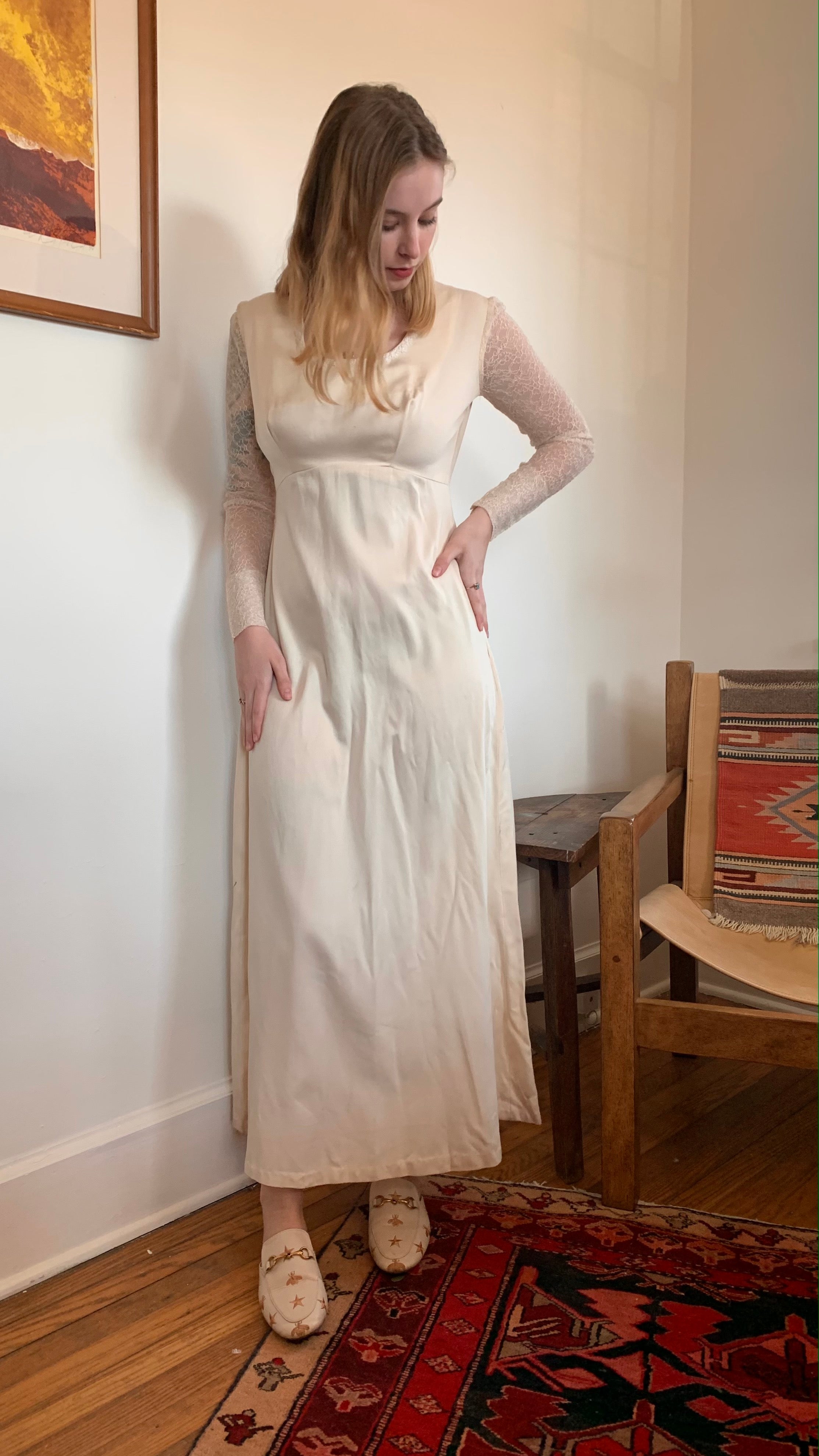1970s Handmade Ecru Silk Wedding Dress (size 4) – High Class Hillbilly