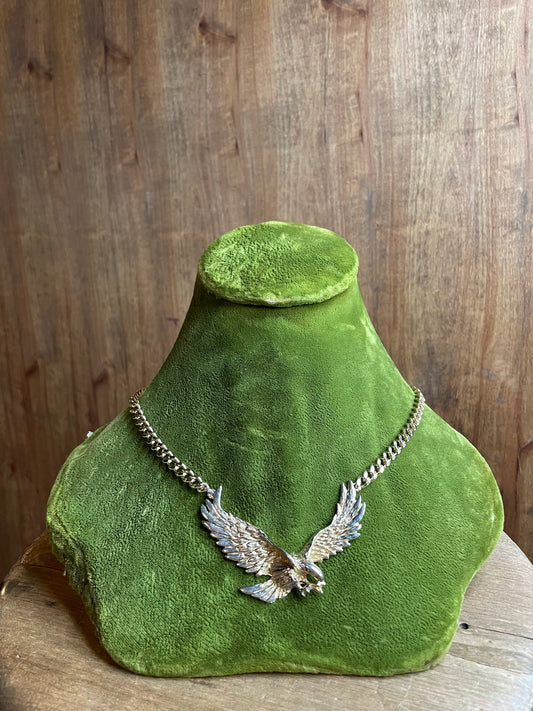 Gold Chainlink Necklace with Eagle Charm