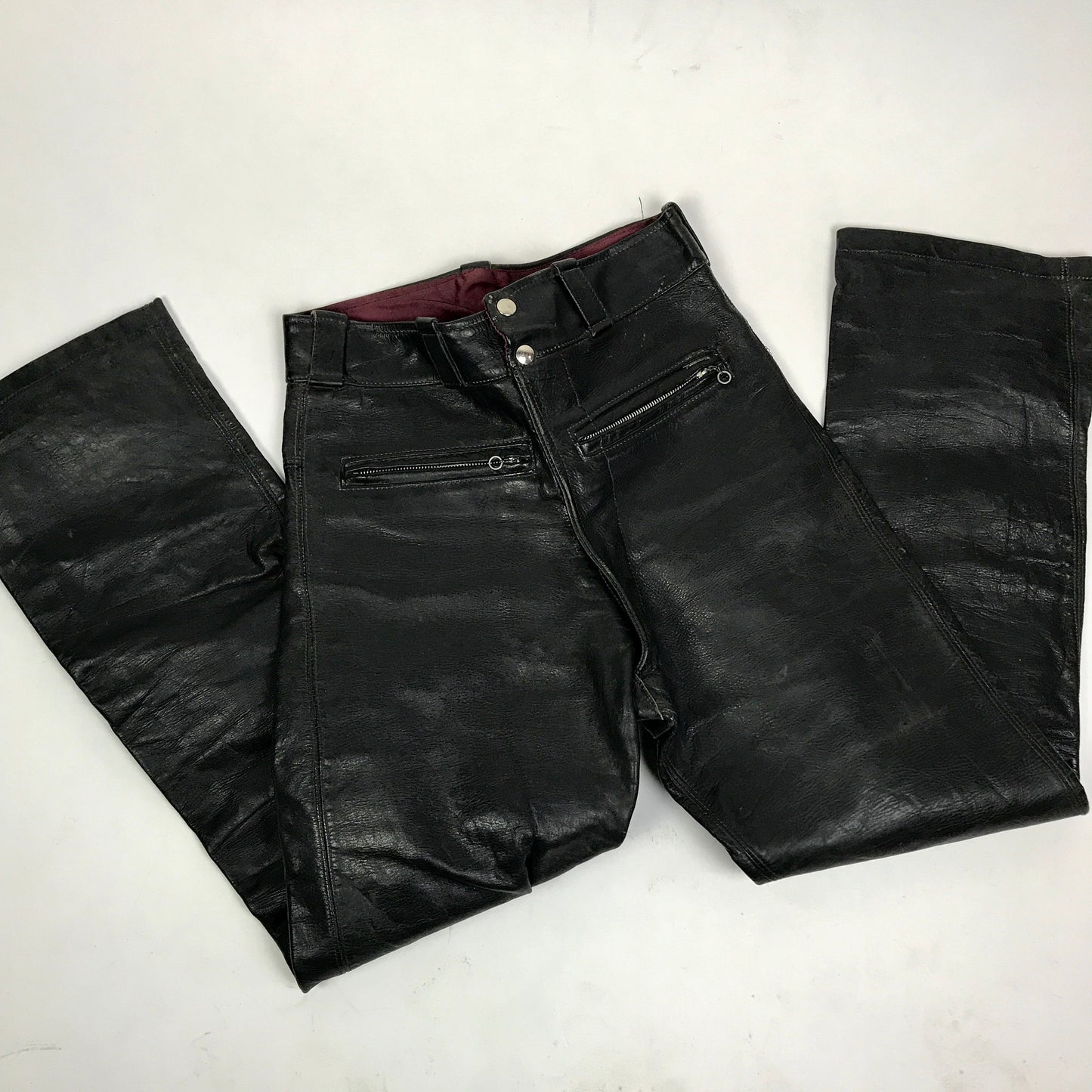 Vintage Biker Leather Moto Pants 28x29