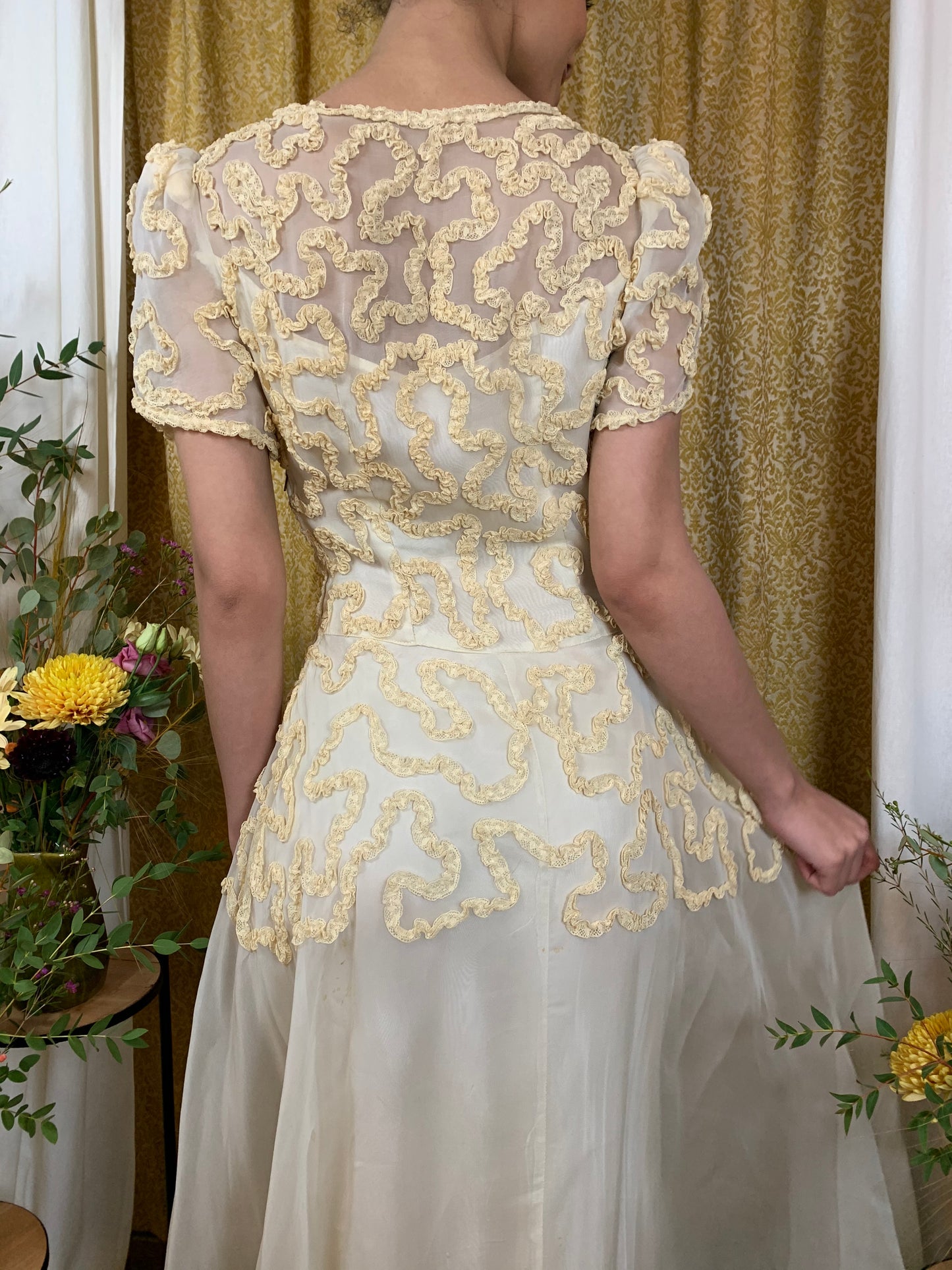 1930s Chiffon & Soutache Wedding Dress (women's 0/2)