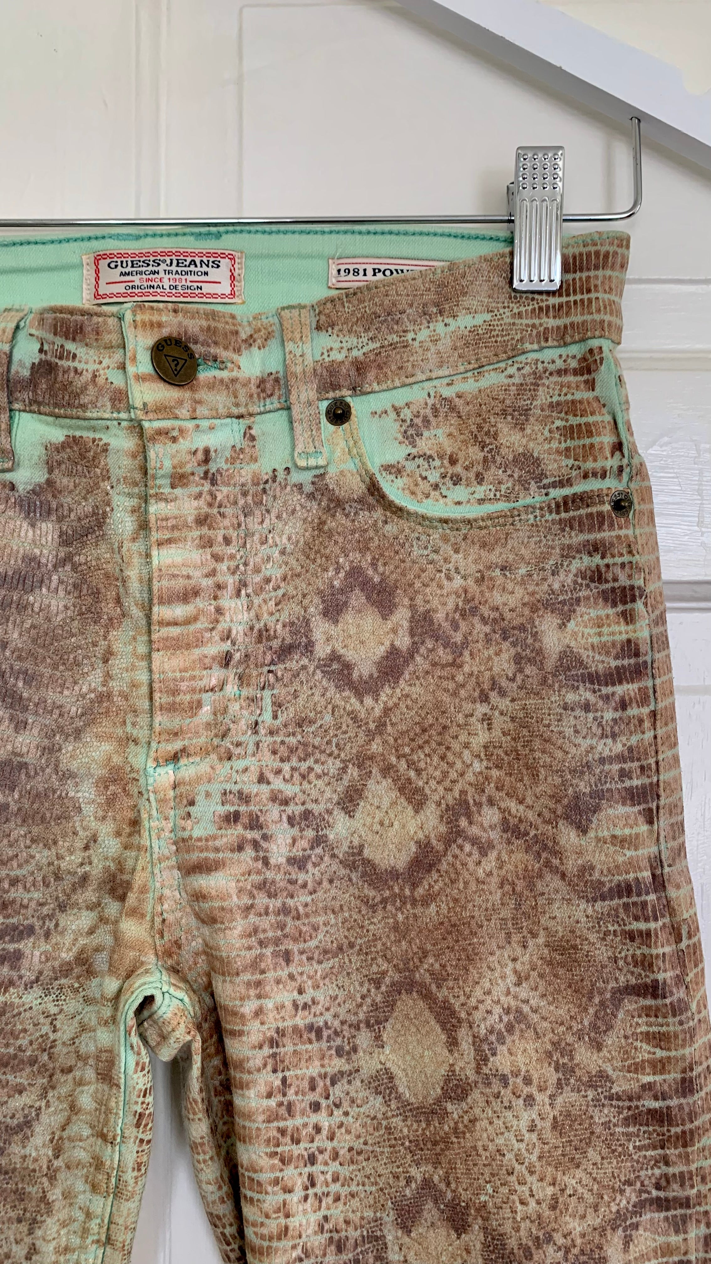 vintage guess snake design pants