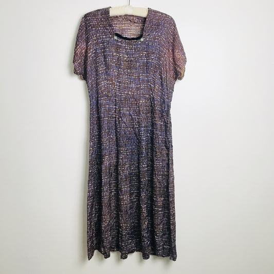 1950s Purple Modernist Printed Dress (L)