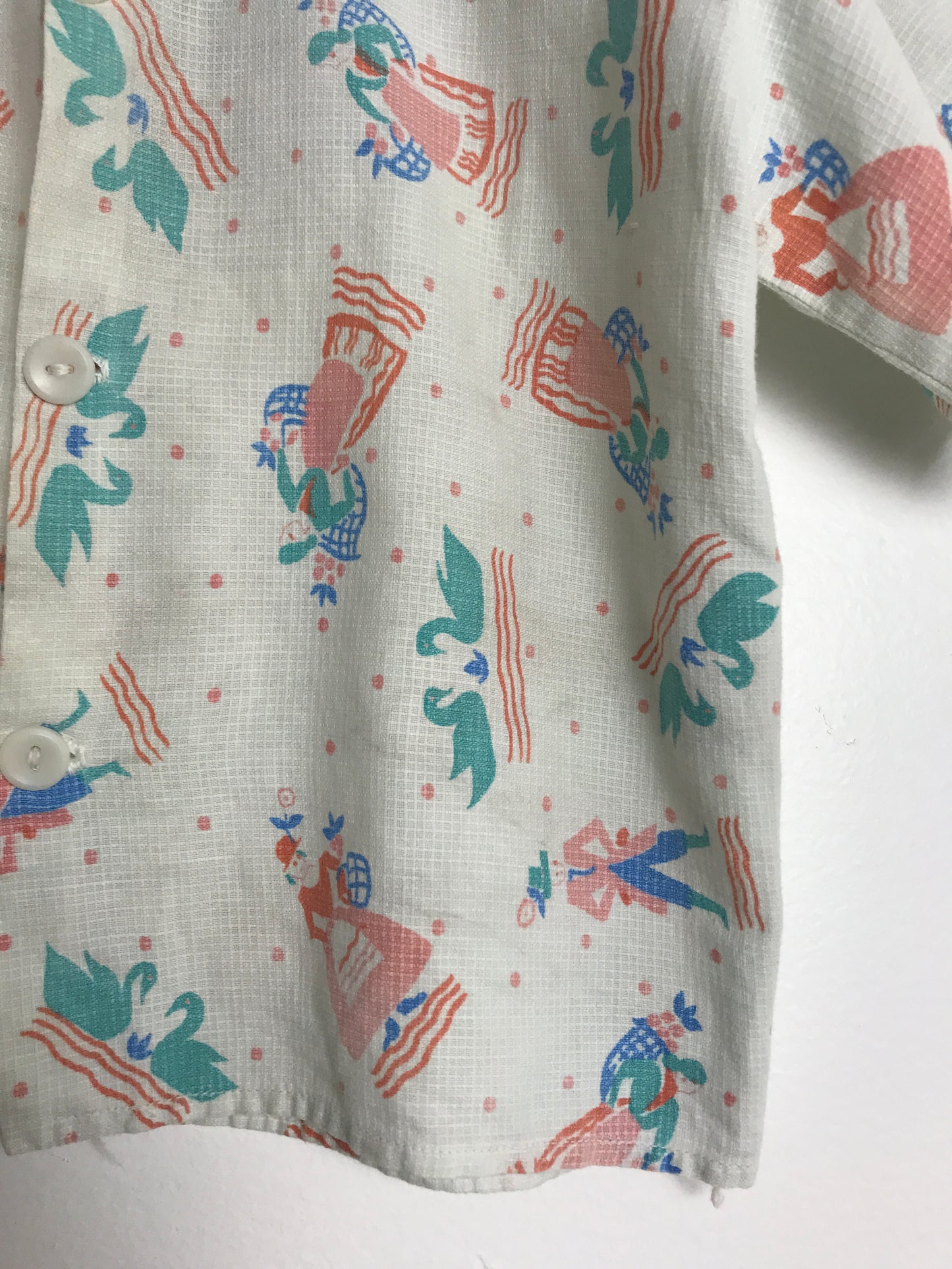 Vtg. Kid's Printed Button Down Blouse (2T)
