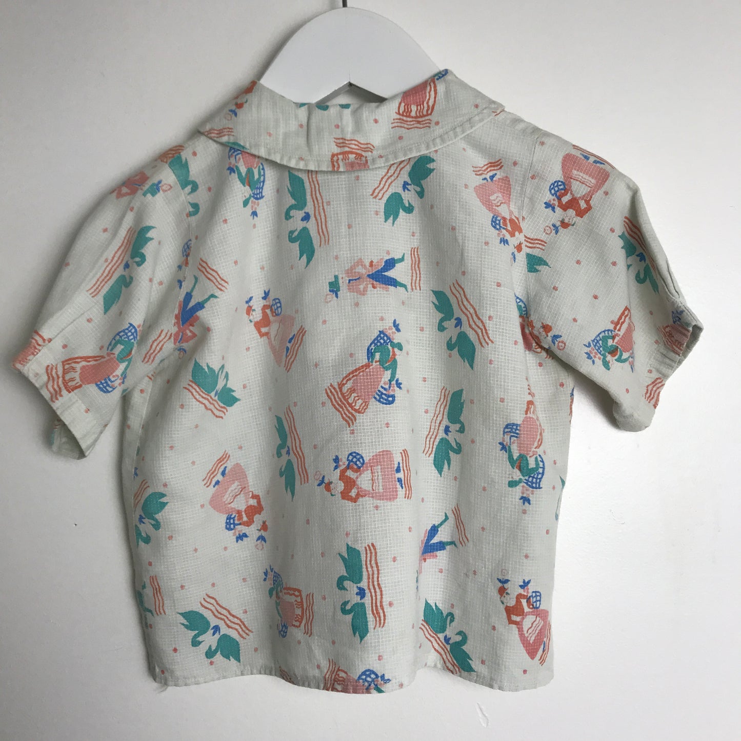 Vtg. Kid's Printed Button Down Blouse (2T)