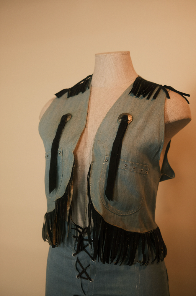 60's Pioneer Wear Denim and Suede Fringe Culotte and Vest Set