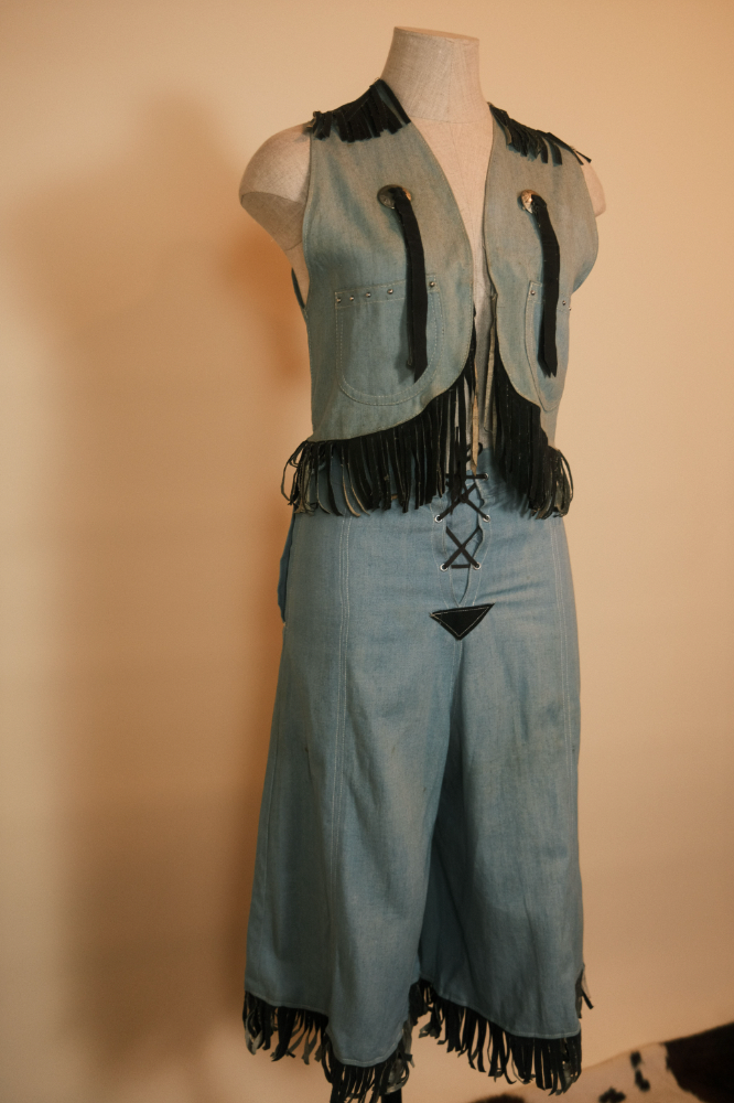 60's Pioneer Wear Denim and Suede Fringe Culotte and Vest Set