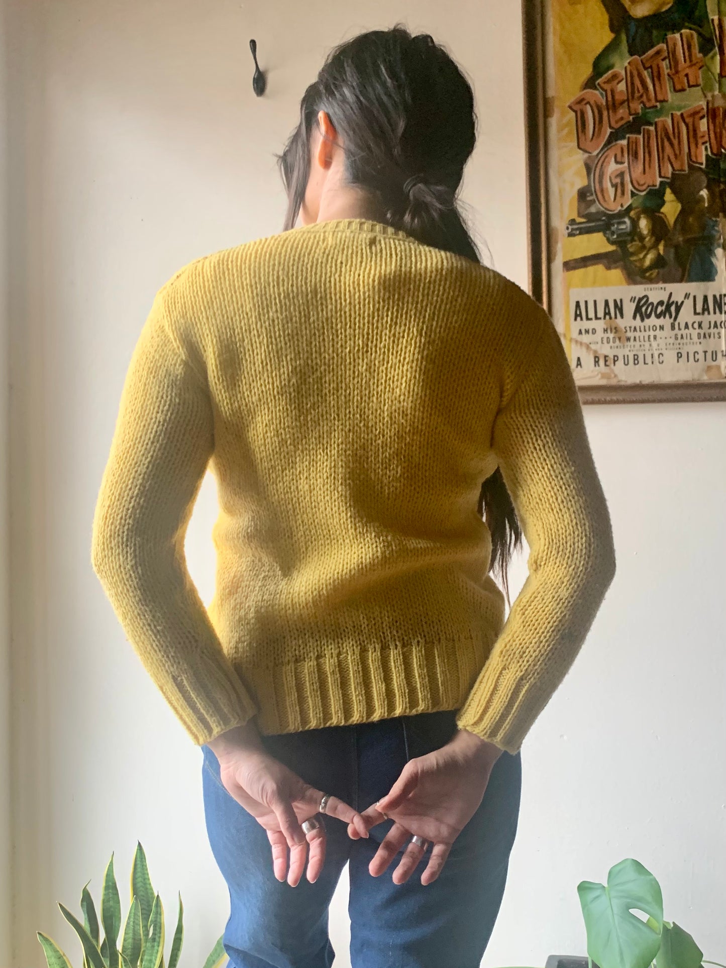 Vintage Yellow Knit Cardigan (S)
