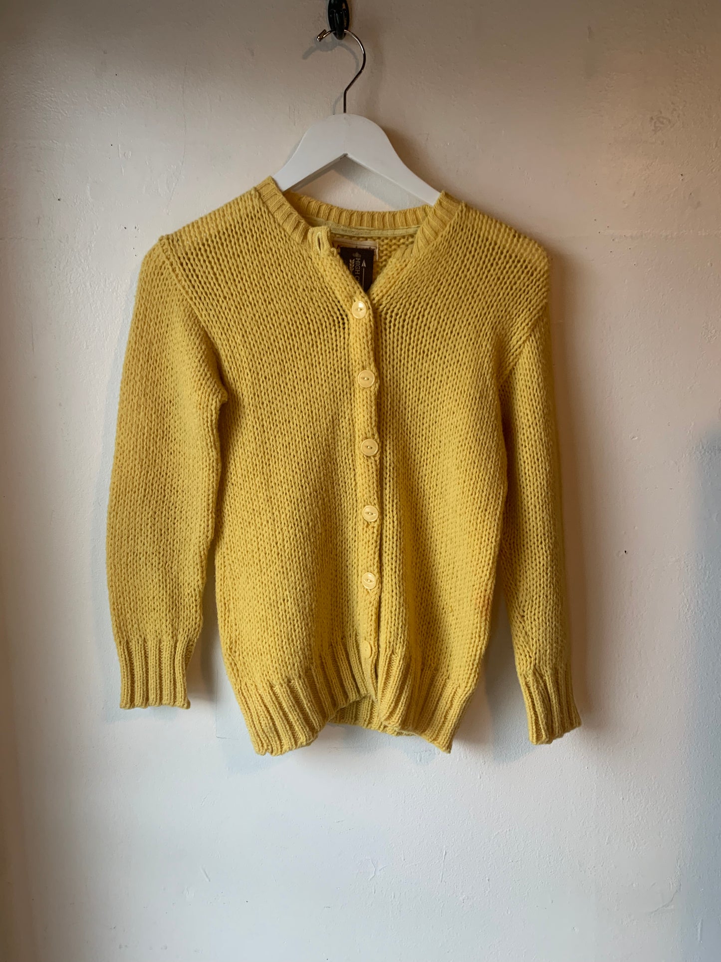 Vintage Yellow Knit Cardigan (S)