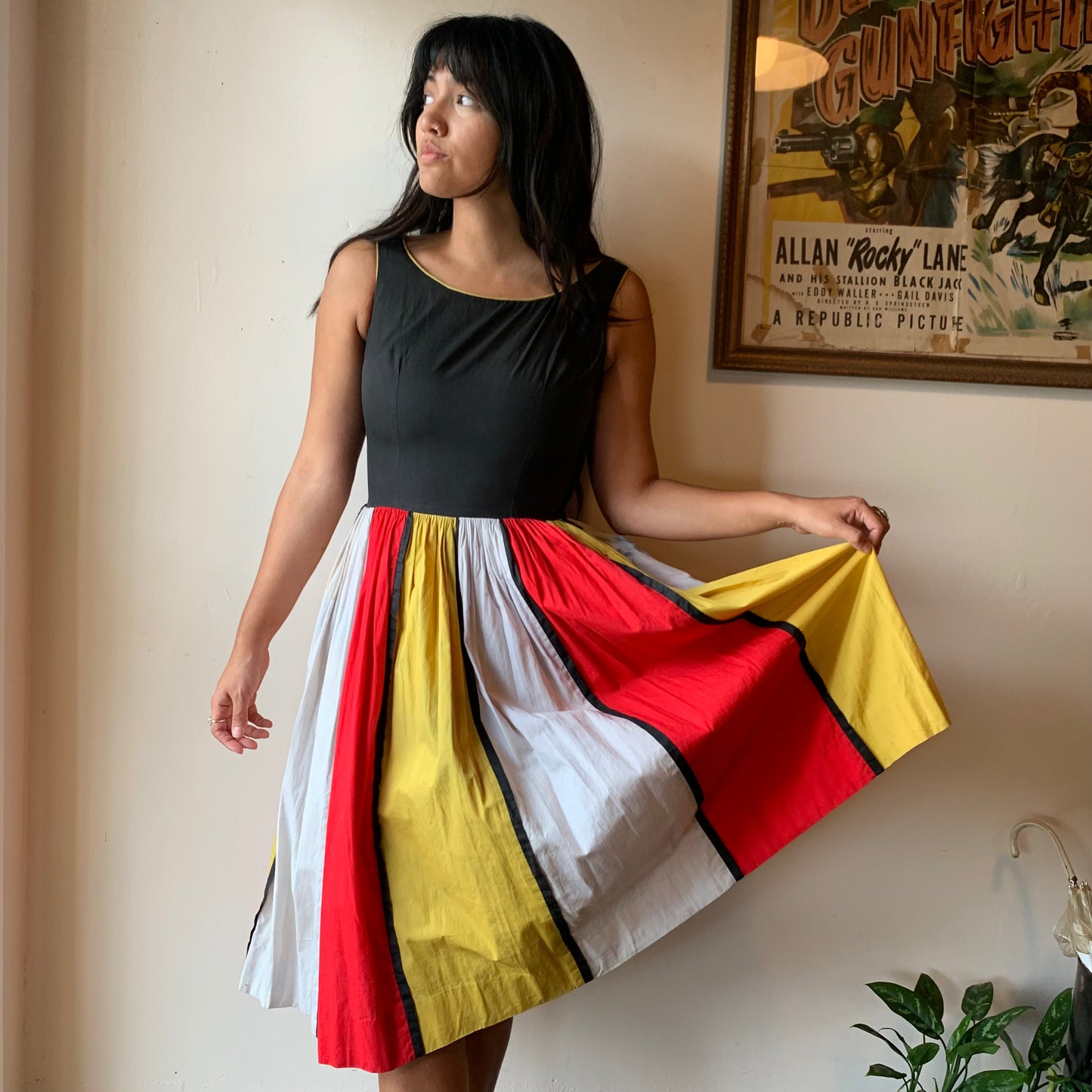 Black and sales white colorblock dress