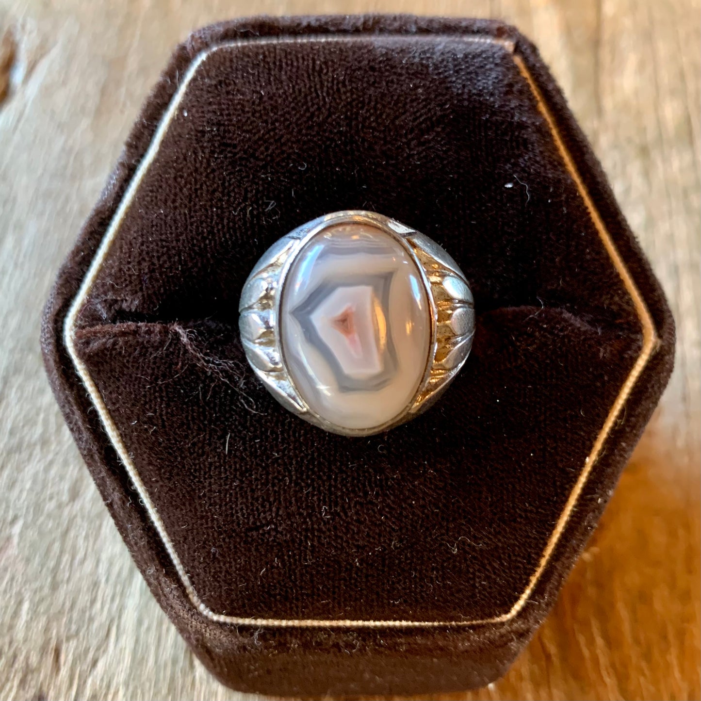 Sterling Oval Agate Ring