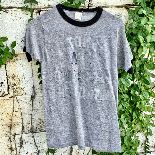 Vtg. Faded Grey Athletic Ringer Tee (XS)