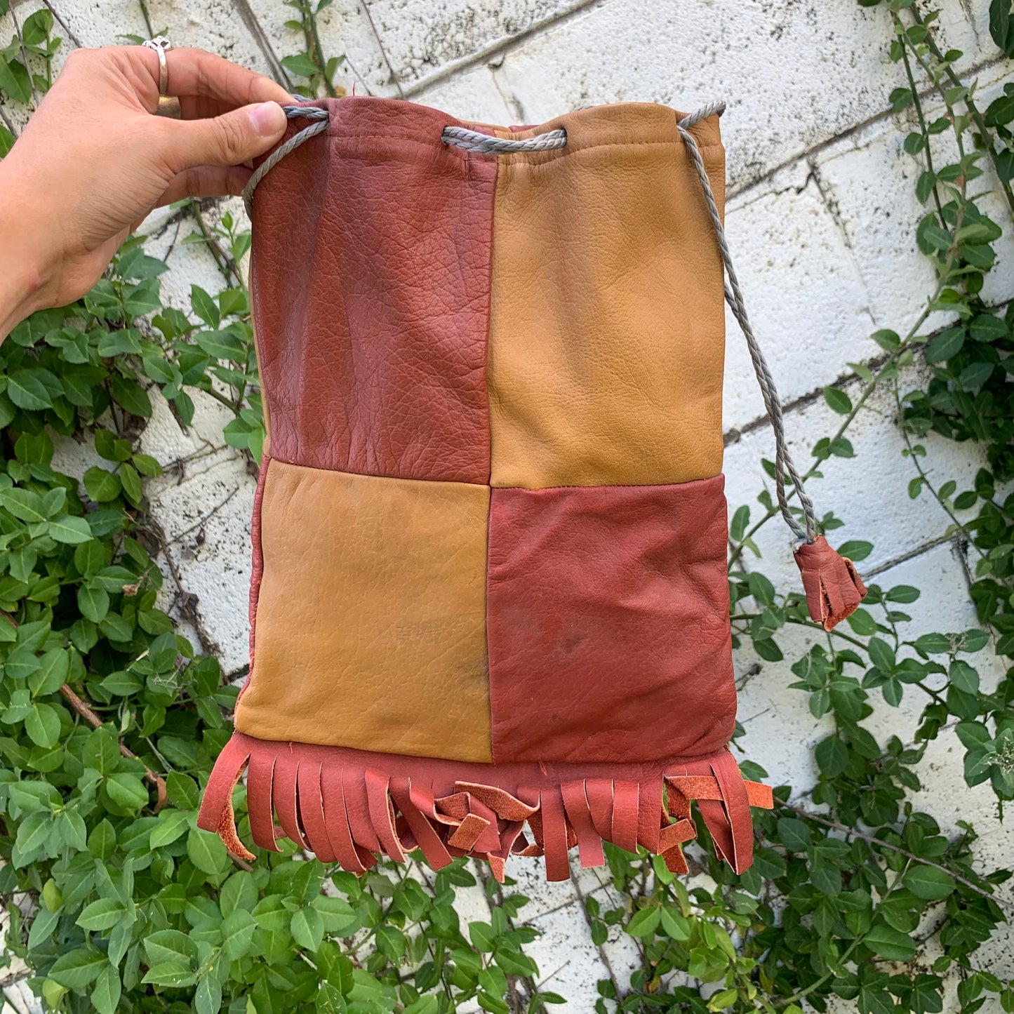 1970s Spanish Leather Drawstring Bag