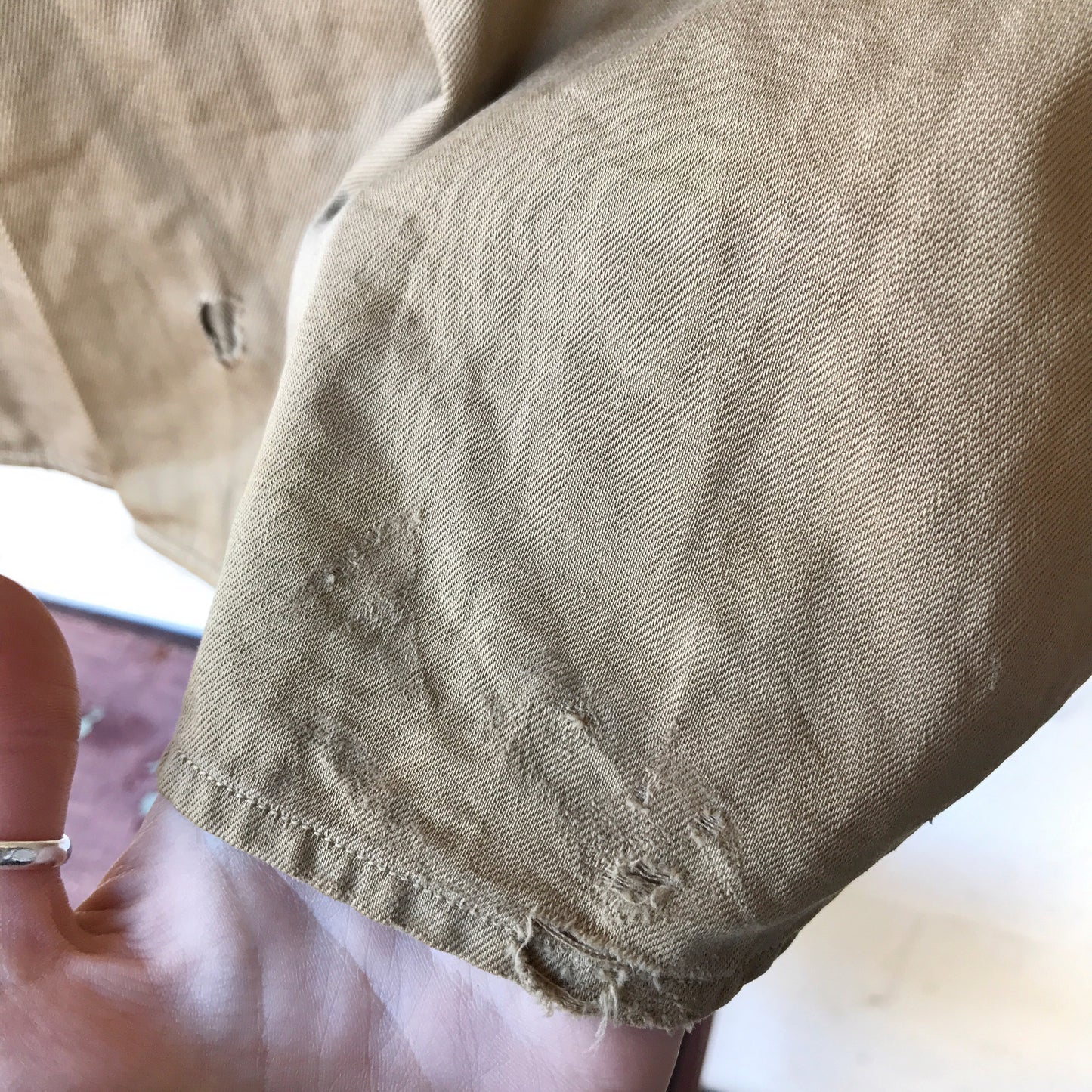 Vintage Beige Buttondown Work Shirt (XL)