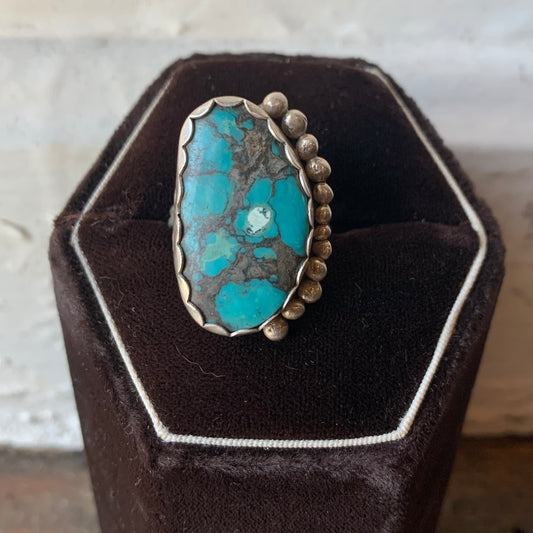Marbled Turquoise & Sterling Large Ring