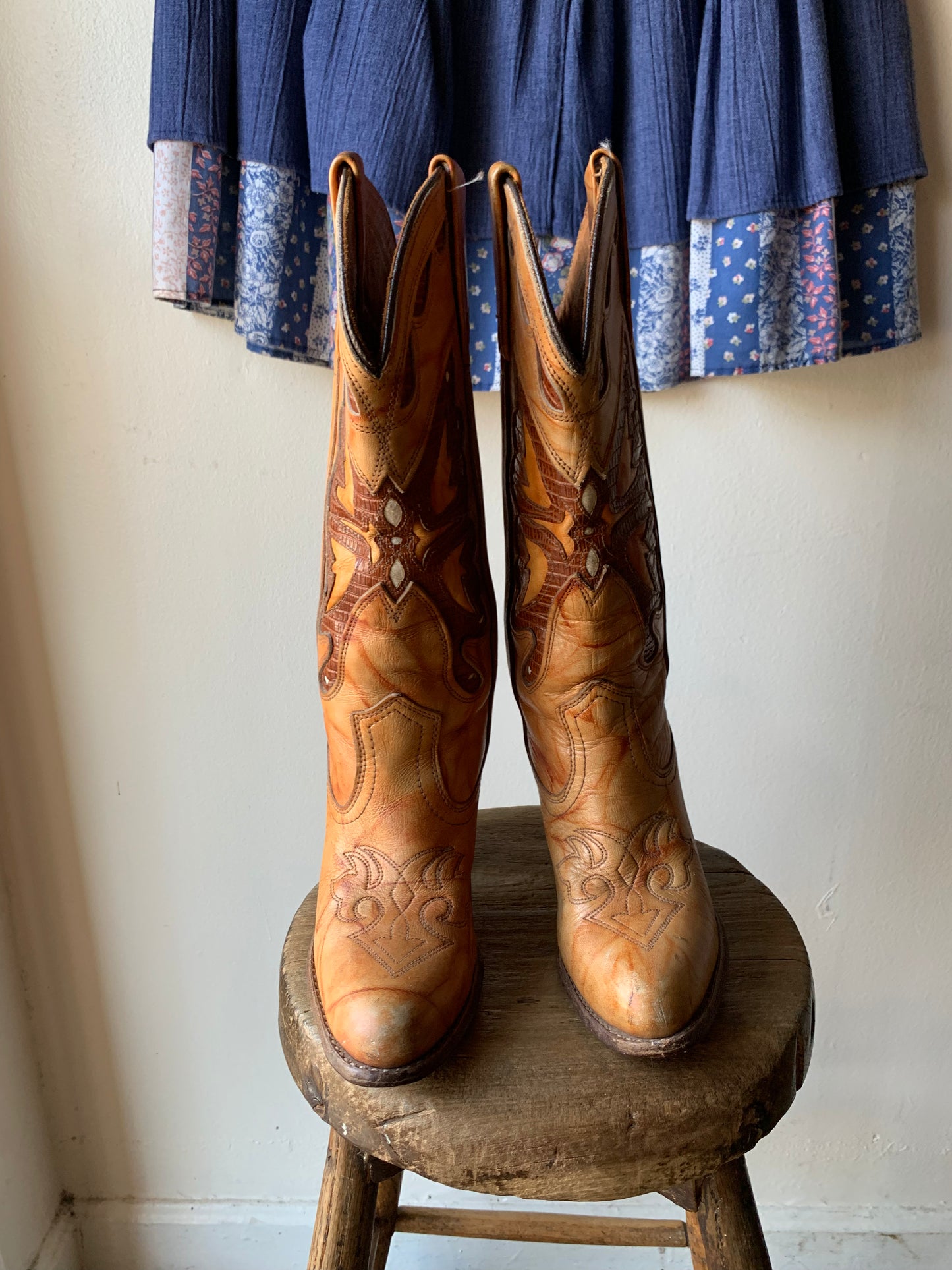 W6.5 Vintage Miss Capezio Marbled Butterfly Cowboy Boots High Class Hillbilly