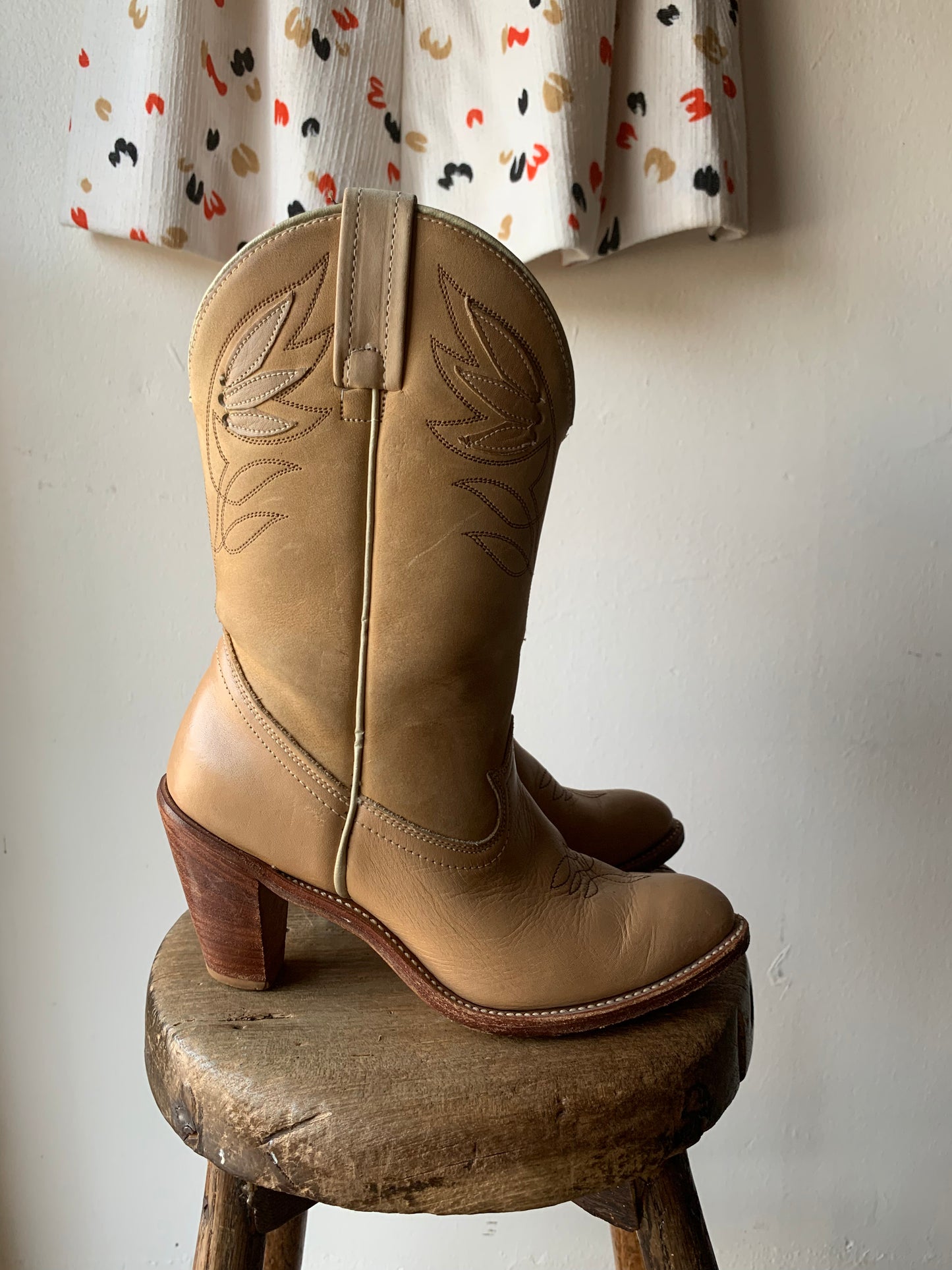 W7 Vintage Acme Tan Cowboy Boots