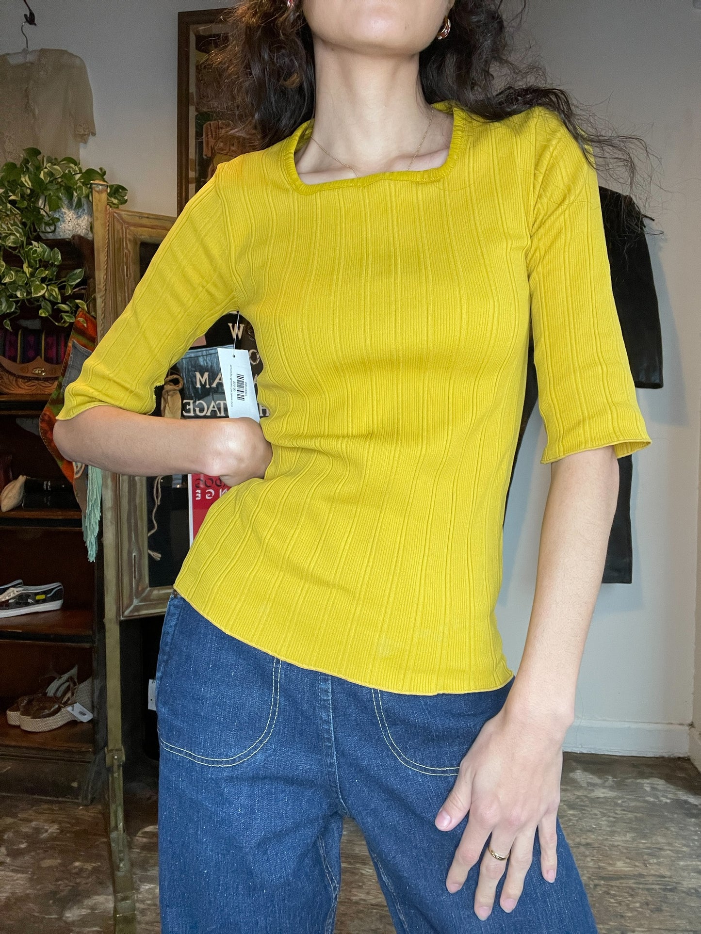 Wunnergirl Mustard 3/4 Sleeve Shirt (XS)