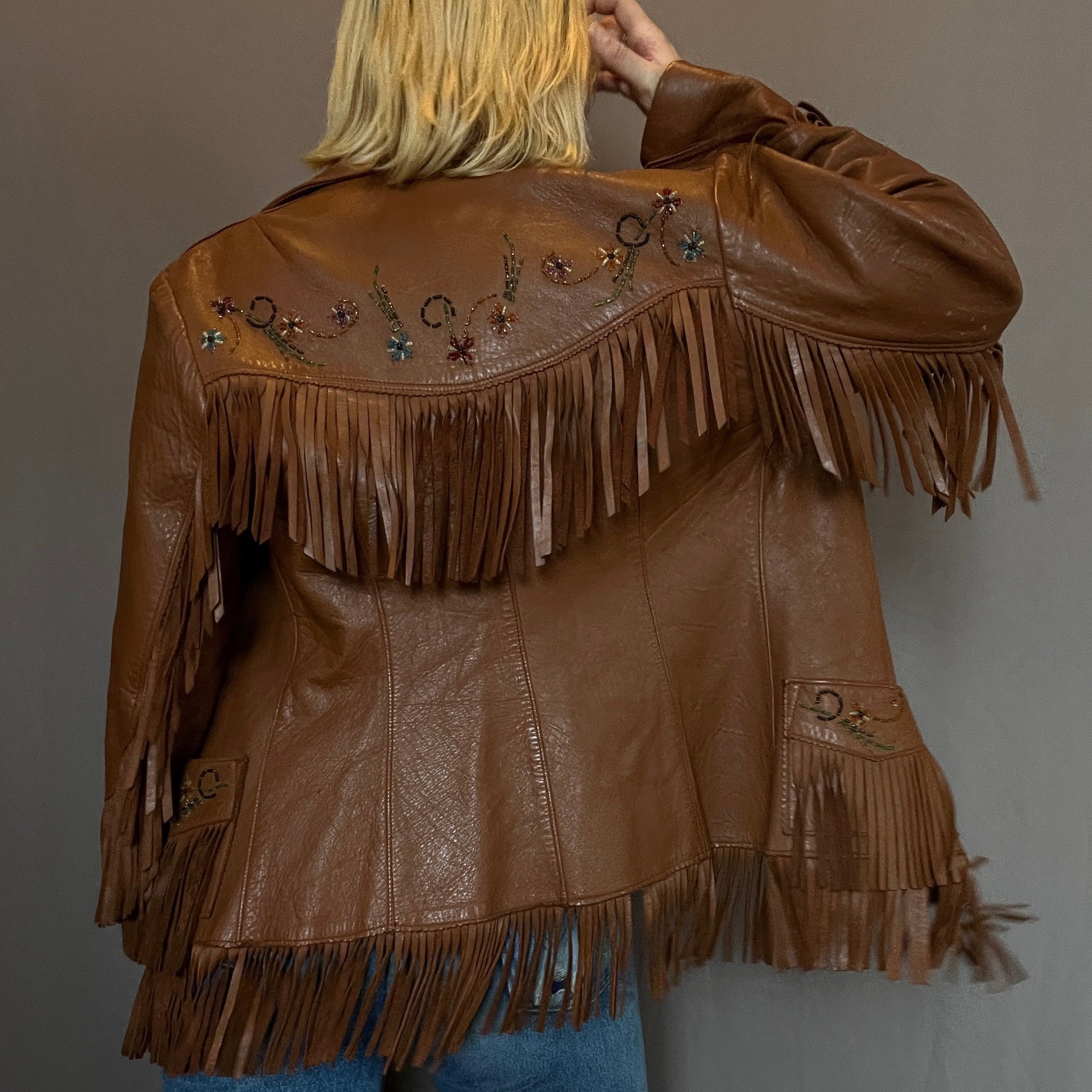 1950s RARE Chris Line Deerskin Beaded Fringe Jacket – High