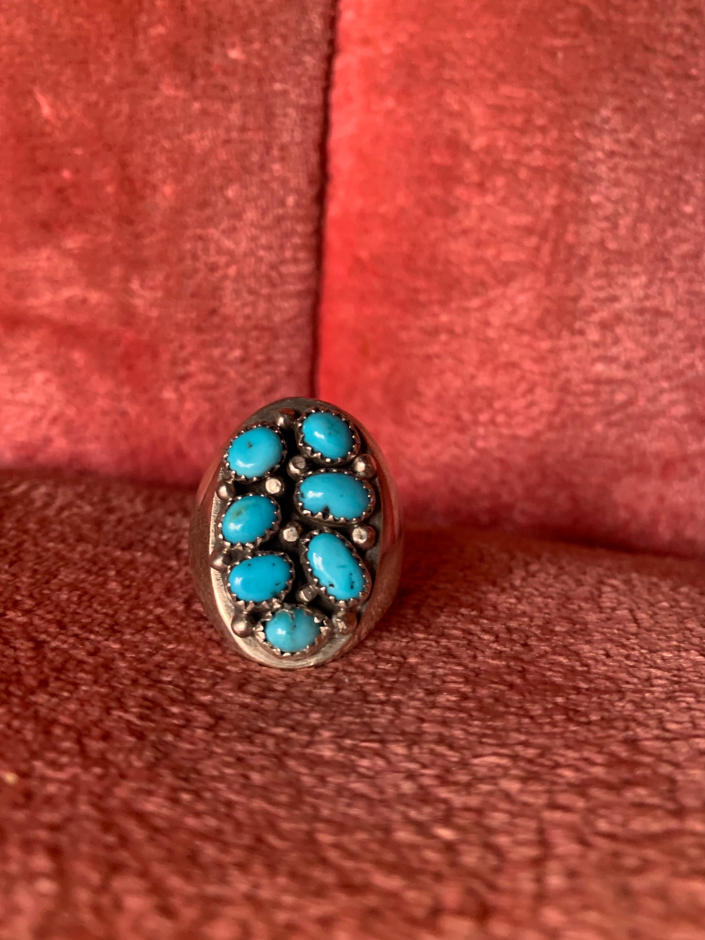 Turquoise Cluster Mens Ring (13.5)